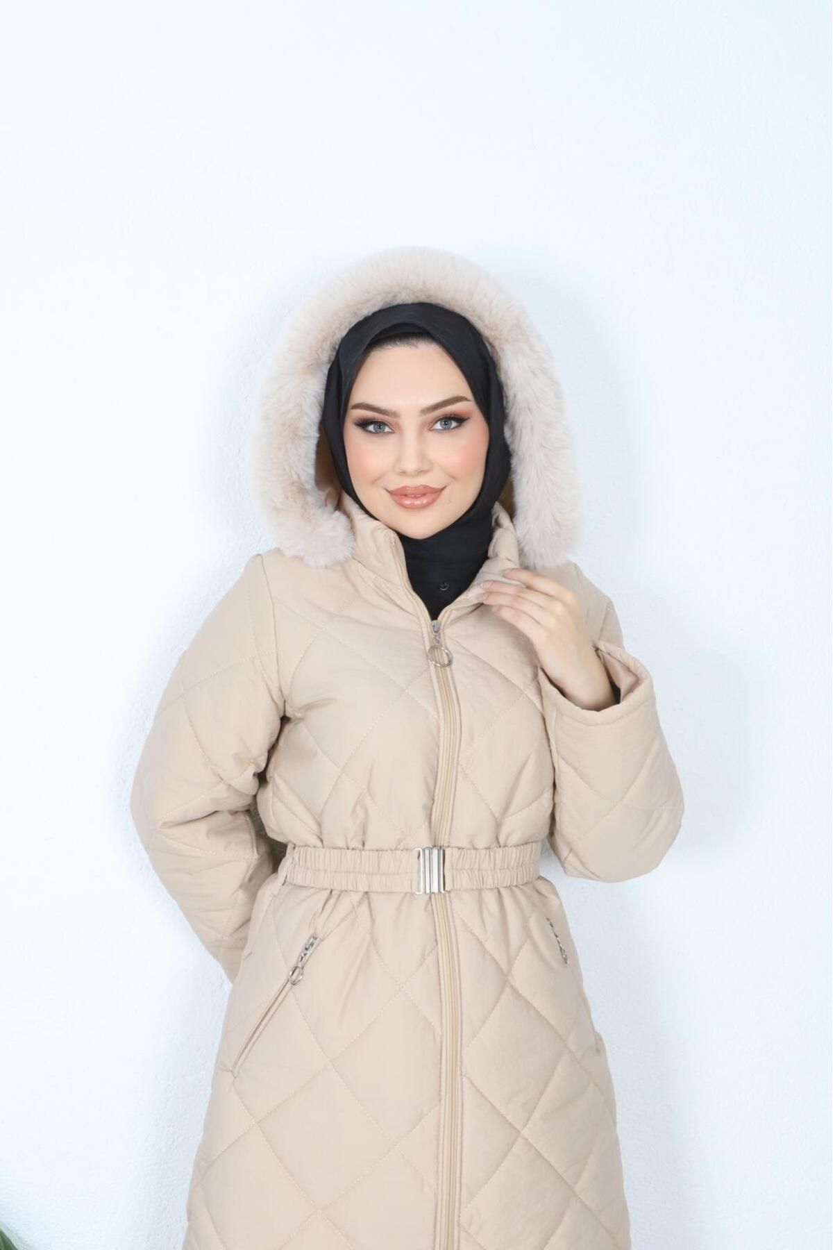 GLR&GYM-Günay Women's Belt Lined Quilted Coat 3