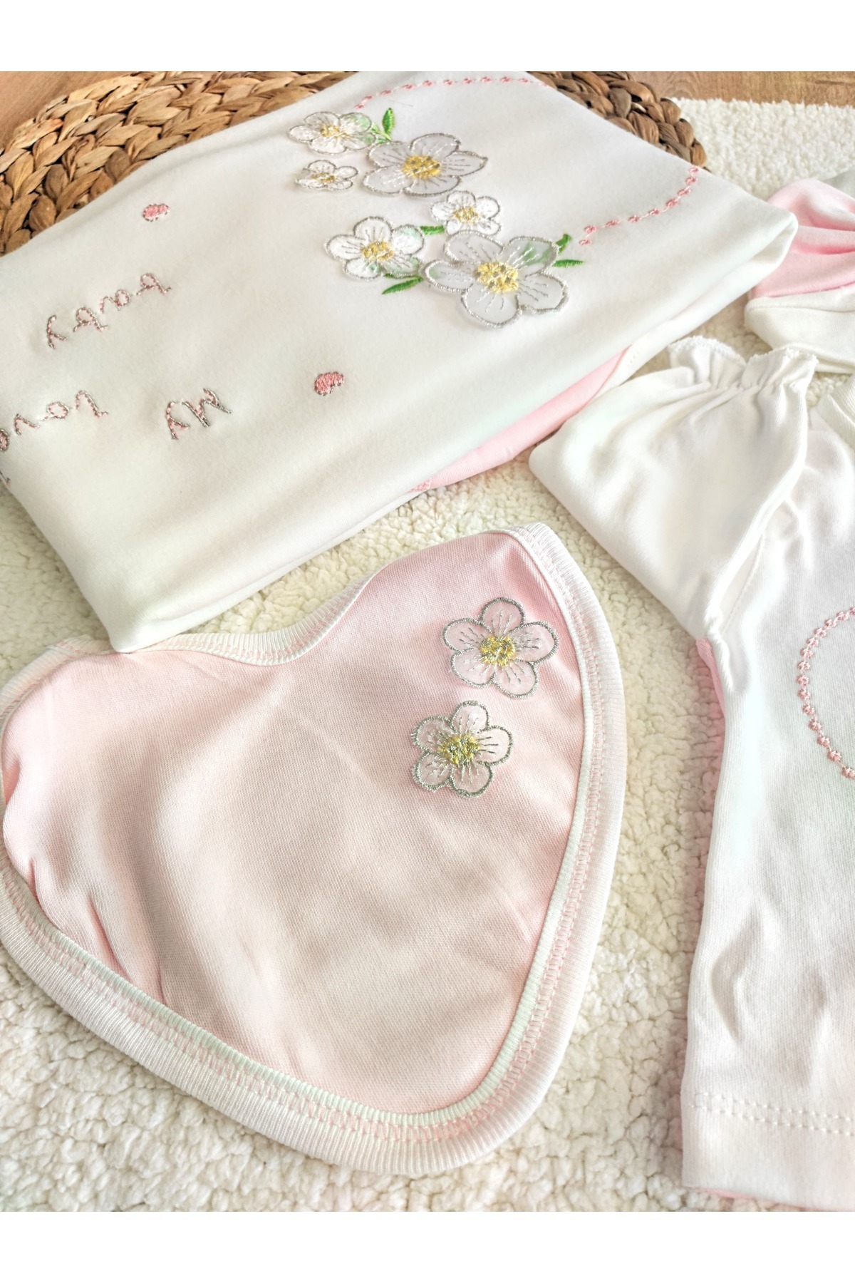 Tomuycuk-10-Piece Hospital Exit 100% Cotton Special Design Baby Girl Newborn Pink Seasonal Gift 7