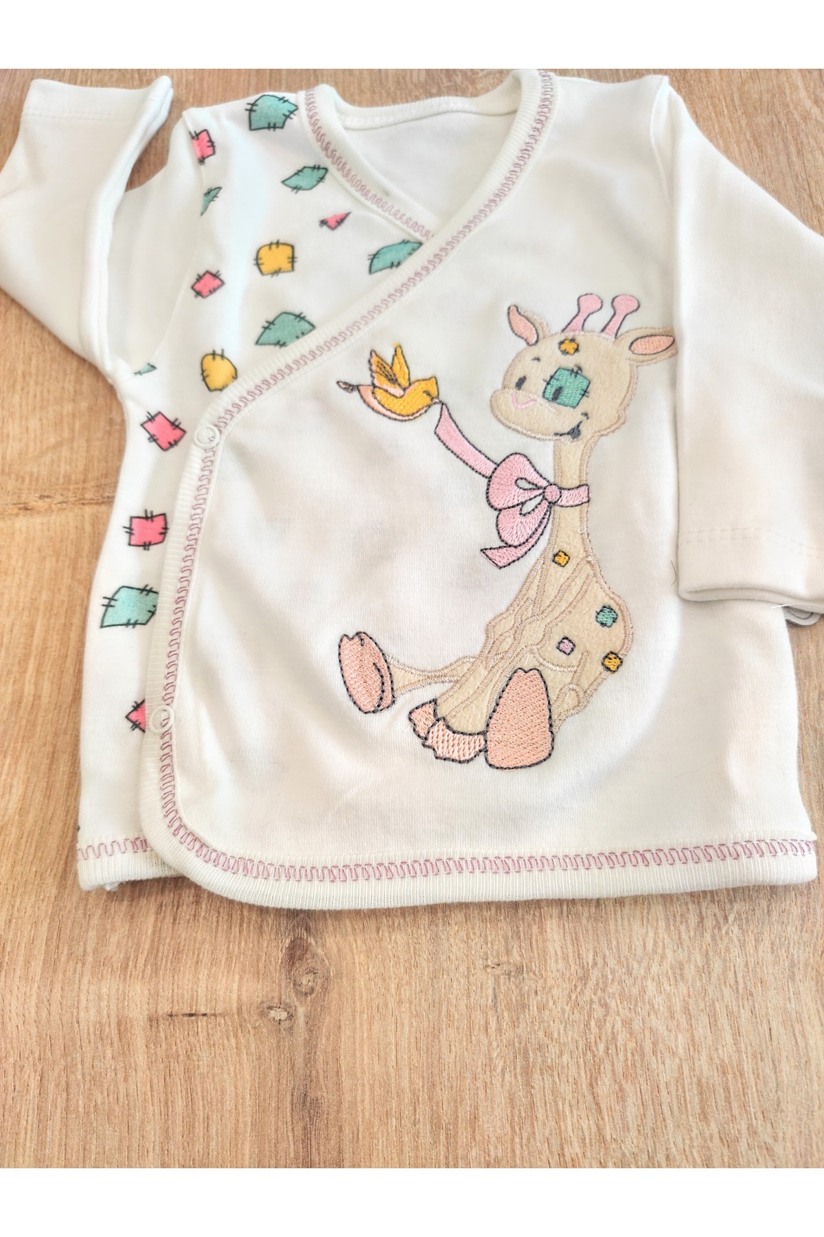 Tomuycuk-10-Piece Hospital Exit 100% Cotton Special Design Giraffe Baby Girl Newborn Ecru Seasonal Gift 4