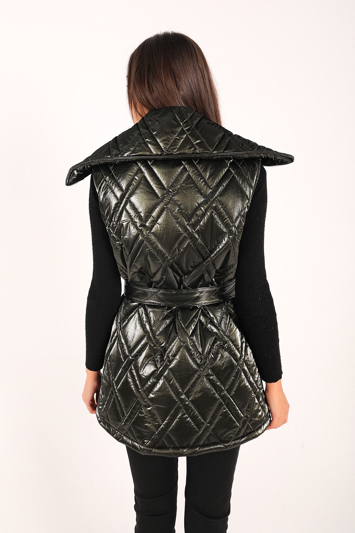 Melike Tatar-Dark Green Inflatable Scalloped Vest 32-3402 5