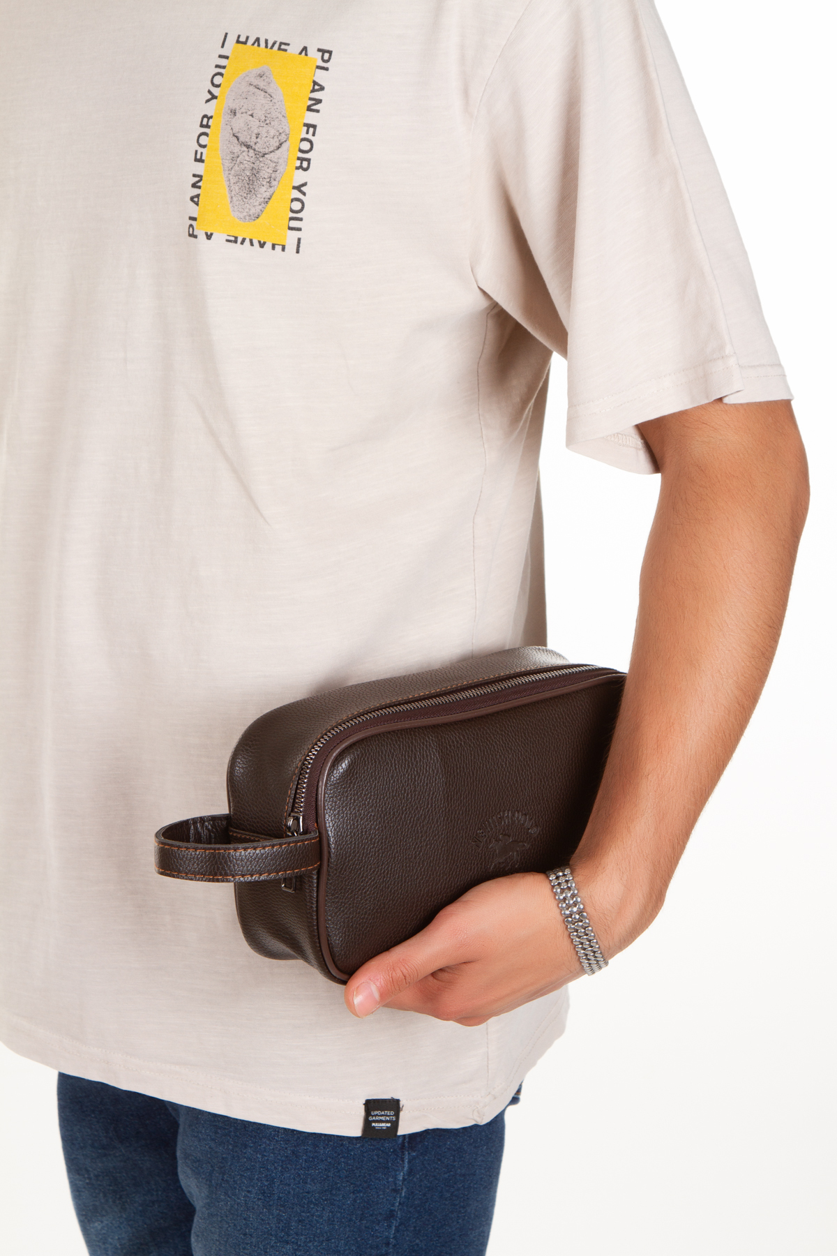 Newish Polo Erkek Siyah Deri Portföy Clutch Traş Kozmetik Bakım ve Günlük El Çantası görsel 3