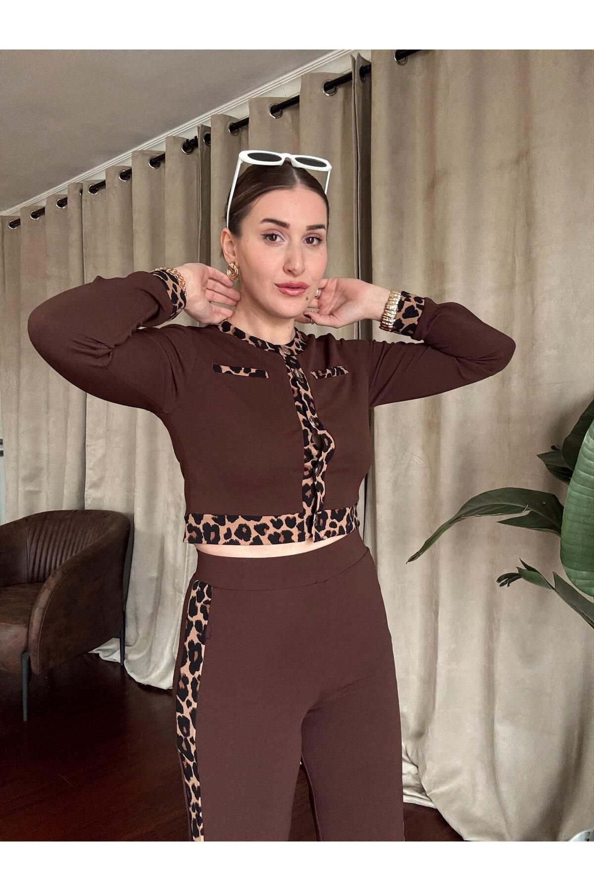KASİDE-Leopard Stripes Bottom Top Suit 1