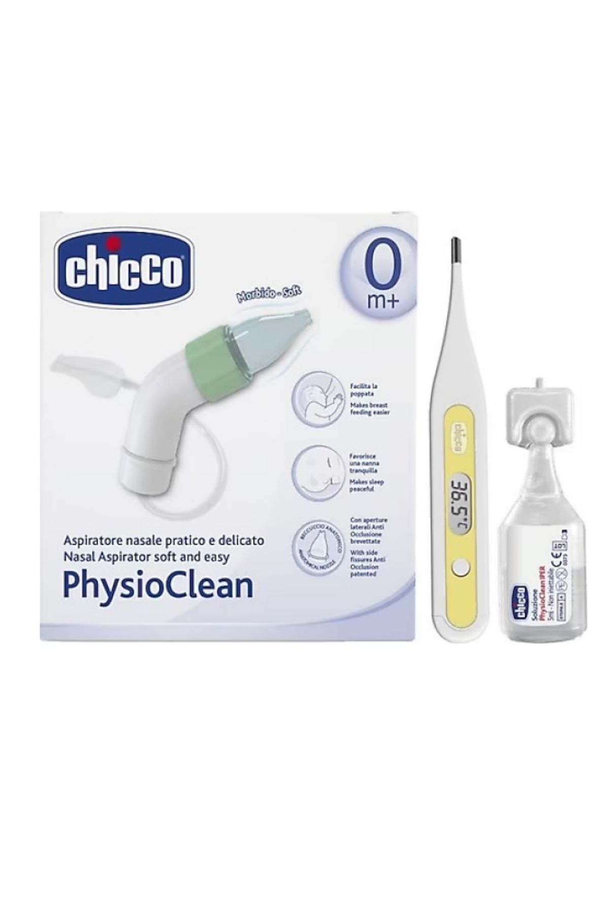 Chicco Kış Paketi - Physio Clean Burun Aspiratörü + Serum Fizyolojik + Dijital Beden Termometresi