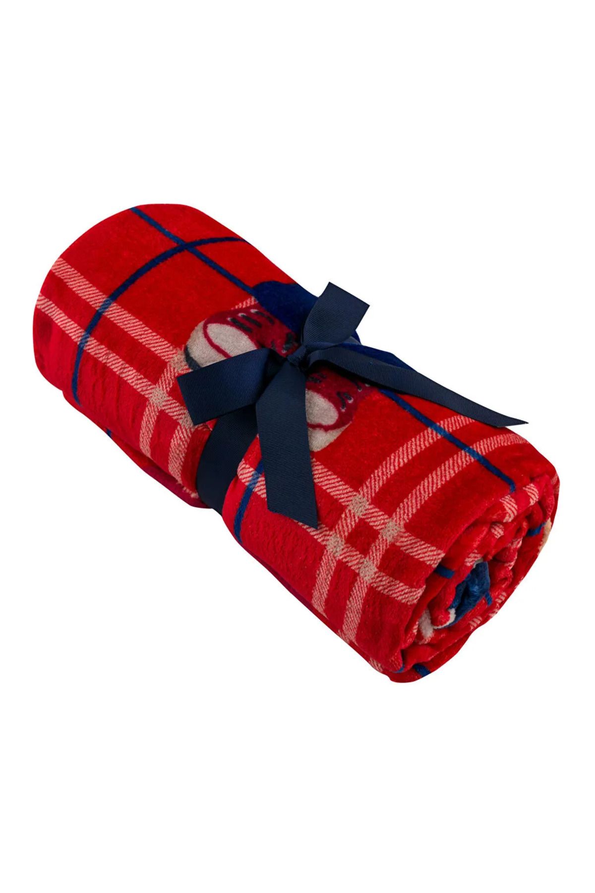 LC Waikiki-Lcw Home Red Bear Teddy Printed Tv Blanket 100X150 cm 4