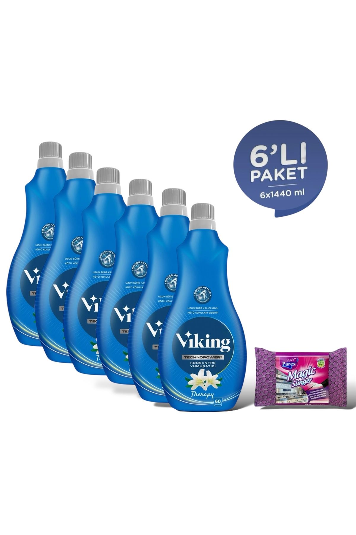 Viking Yumuşatıcı Technopower Therapy 1440 ML 6 Adet + Magic Sünger