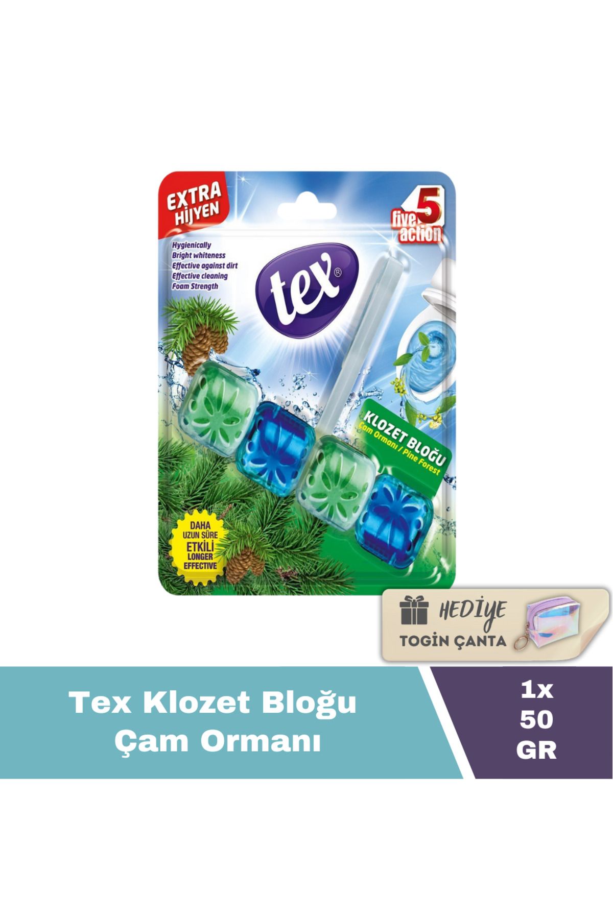 Tex Wc Klozet Bloğu Çam 50Gr X1 Adet + Hediye Togin Çanta