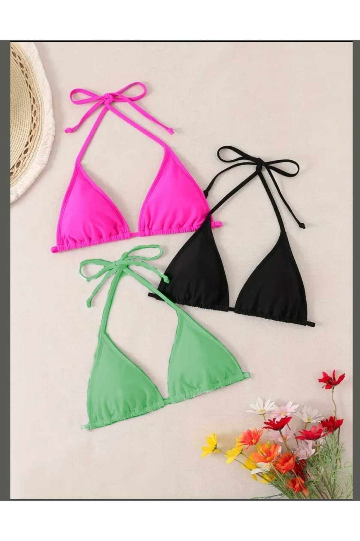 ŞAHPERA BUTİK Renk renk 3lü bikini set