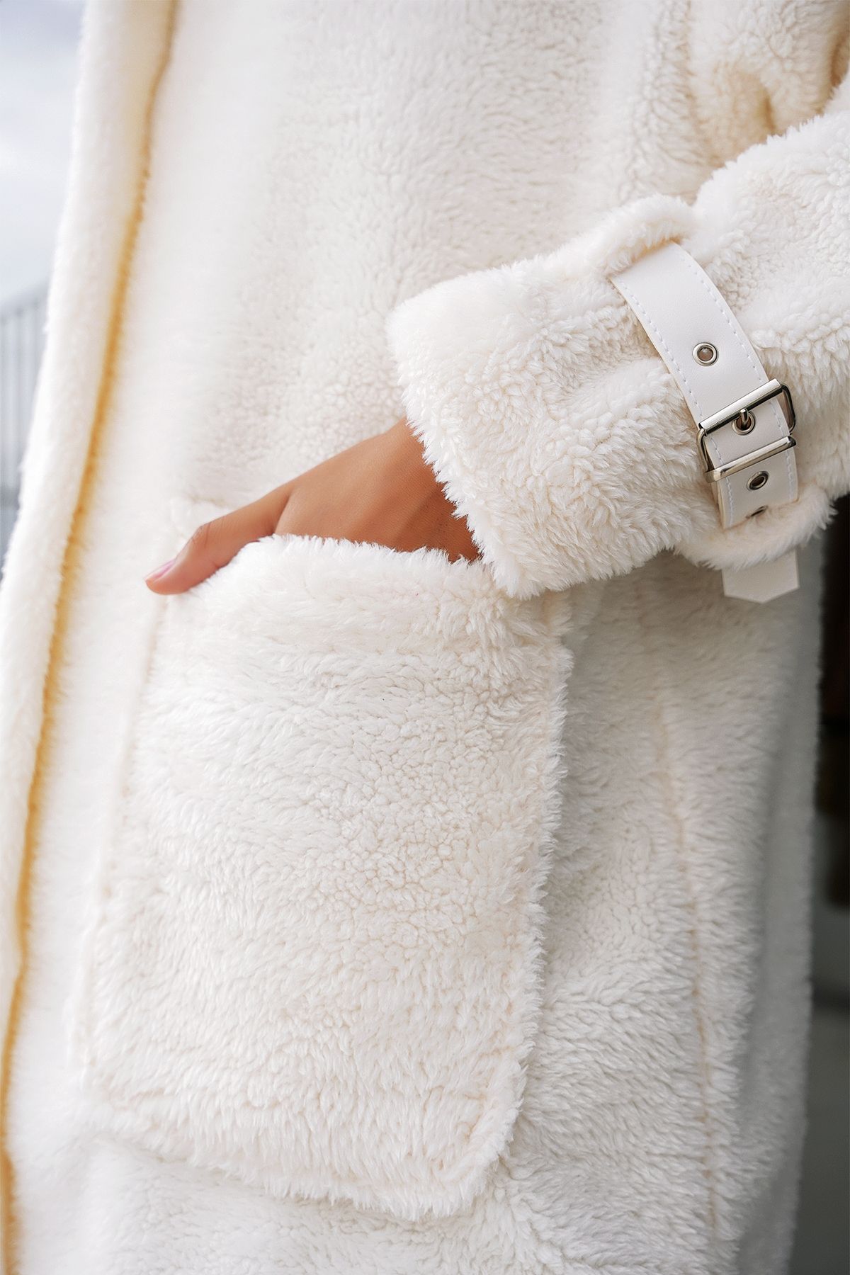 Bigdart-Ecru 5206 Women's Oversize Plush Coat 6