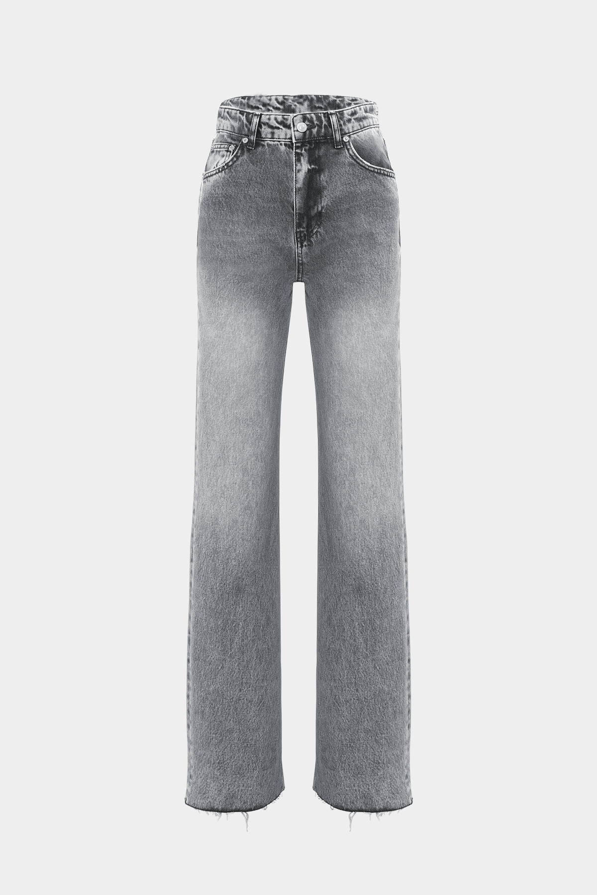 Açelya Okcu High Waist Wide Leg Kar Yıkama Geniş Paça Dikişsiz Jean