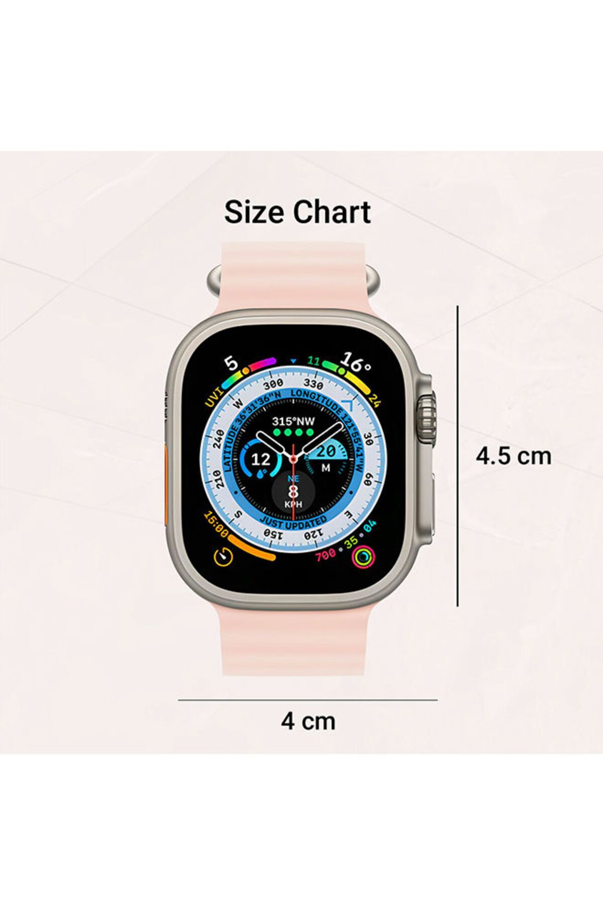 Icruze-Pronto Max Smartwatch Bluetooth Calling- 2.01’’ Inch Touch Screen,Silicon Band-Pink 3