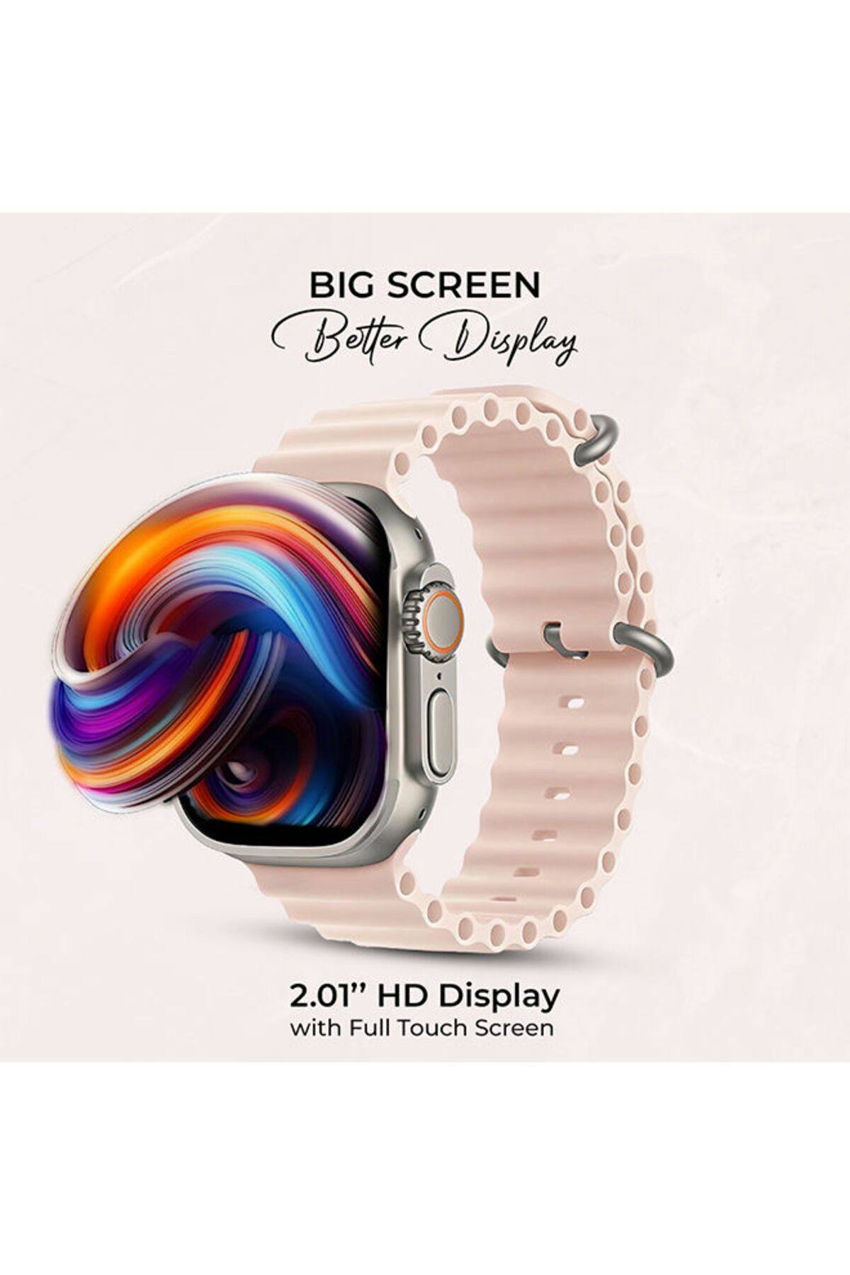 Icruze-Pronto Max Smartwatch Bluetooth Calling- 2.01’’ Inch Touch Screen,Silicon Band-Pink 4