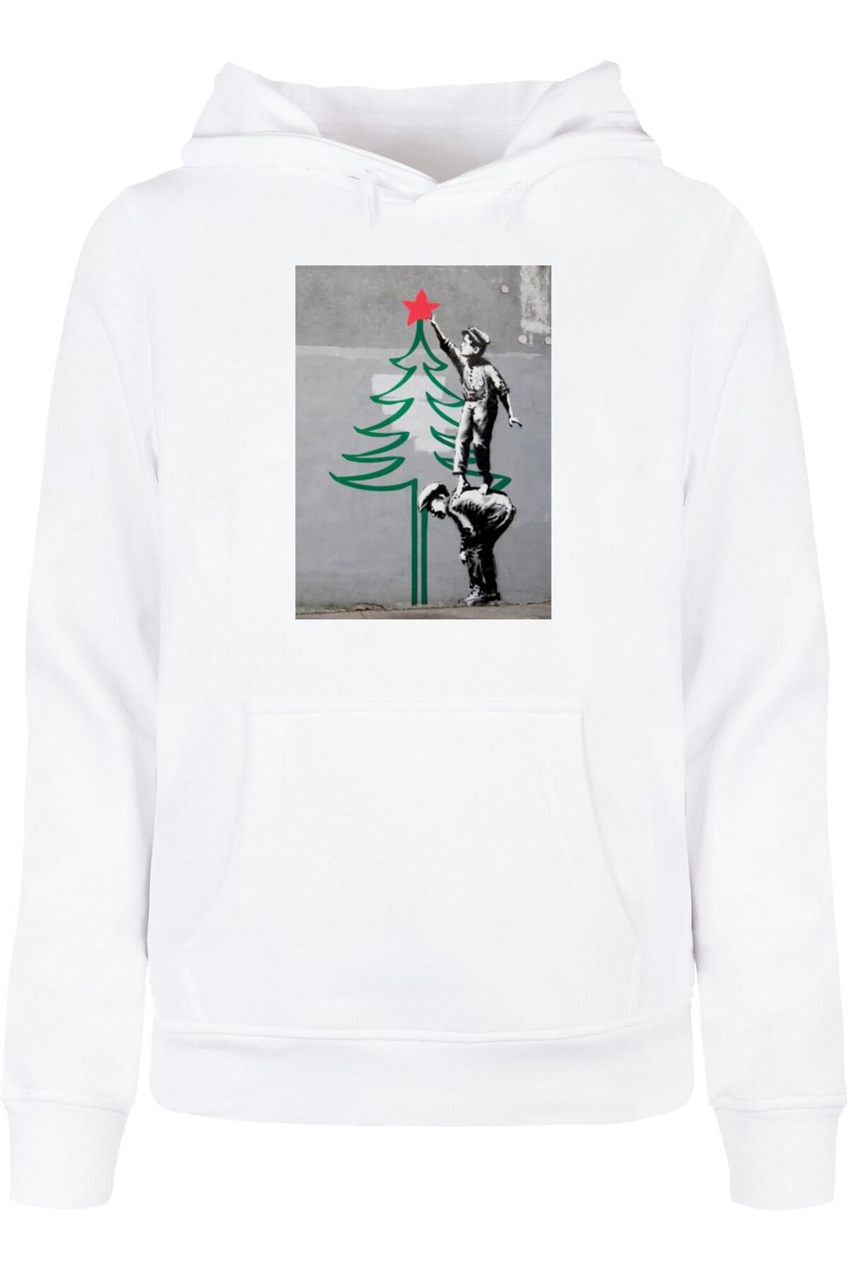 Merchcode-Ladies Banksy - Weihnachtsbaum Basic Hoody 1