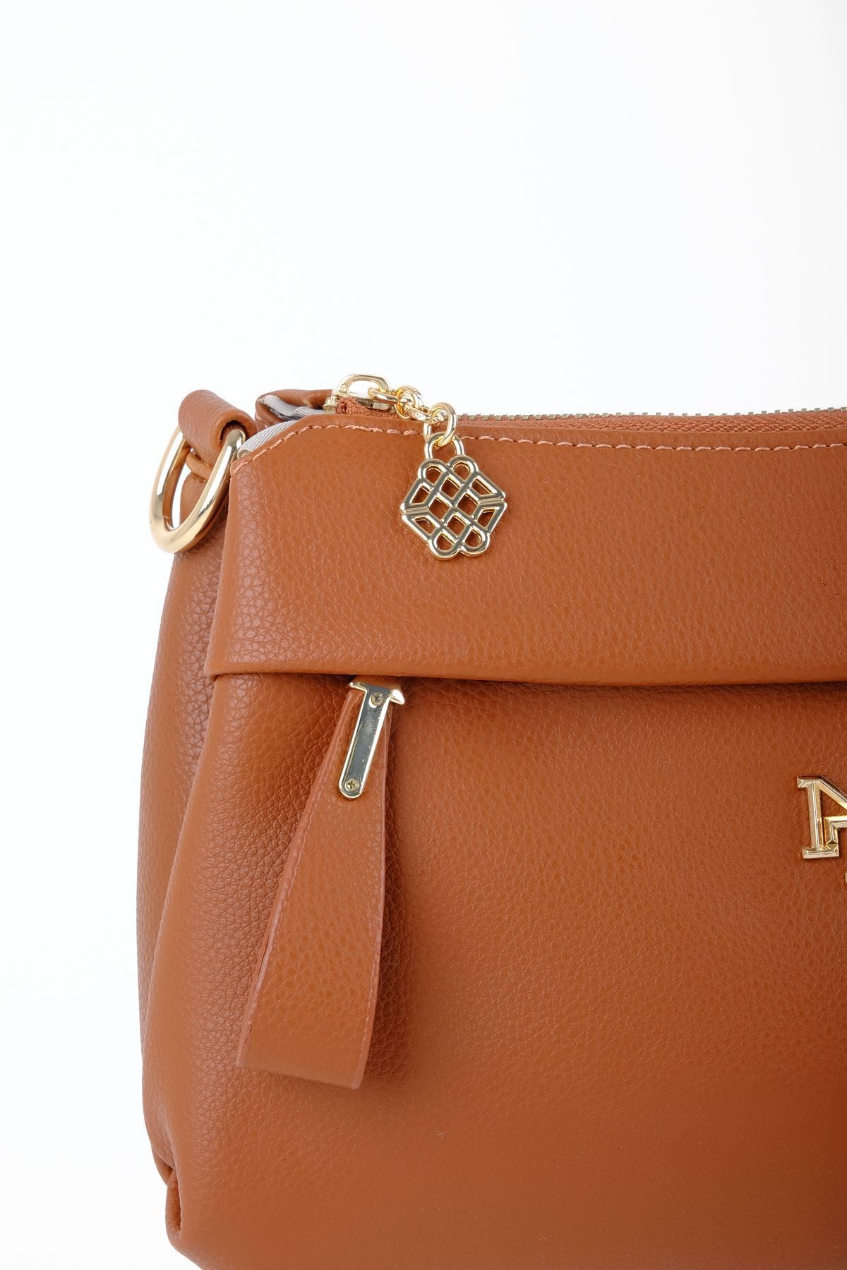 Lal Shoes & Bags-Tan Women's Crossbody Bag - Front Zipper Detail (1465) 6