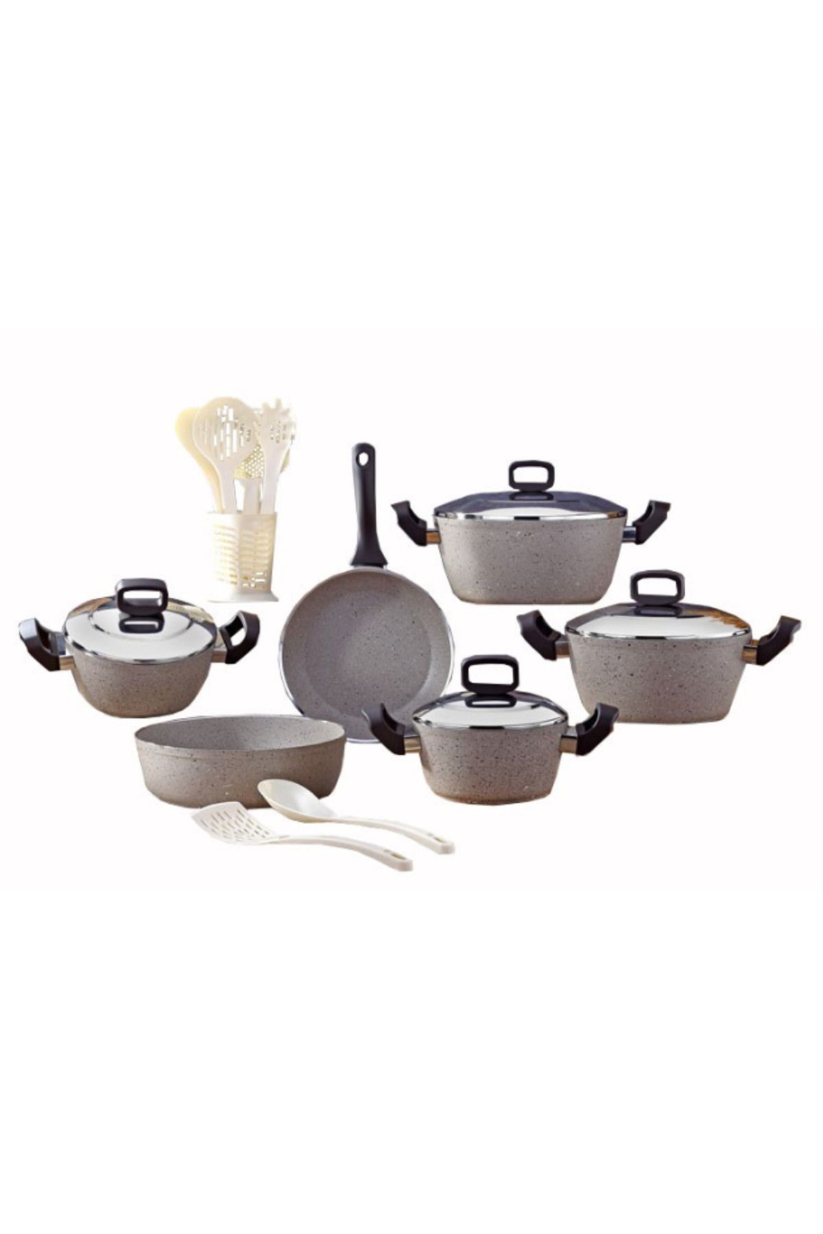 drobina-Turkish granite cookware set consisting of 17 pieces Ellie grey steel 2