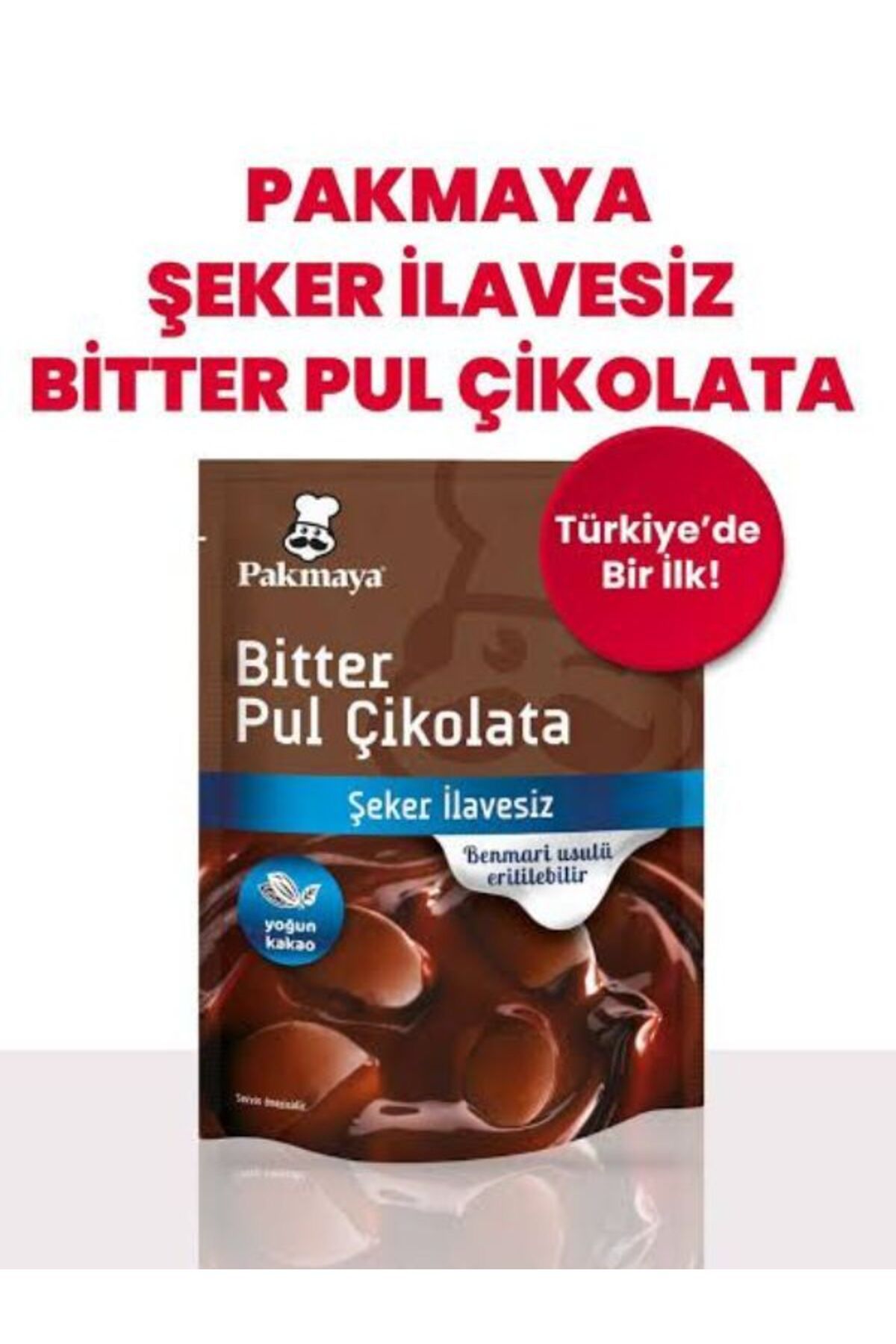 Pakmaya Şekersiz Bitter Pul Çikolata 70 GR-Şeker ilavesiz Kuvertür Çikolata