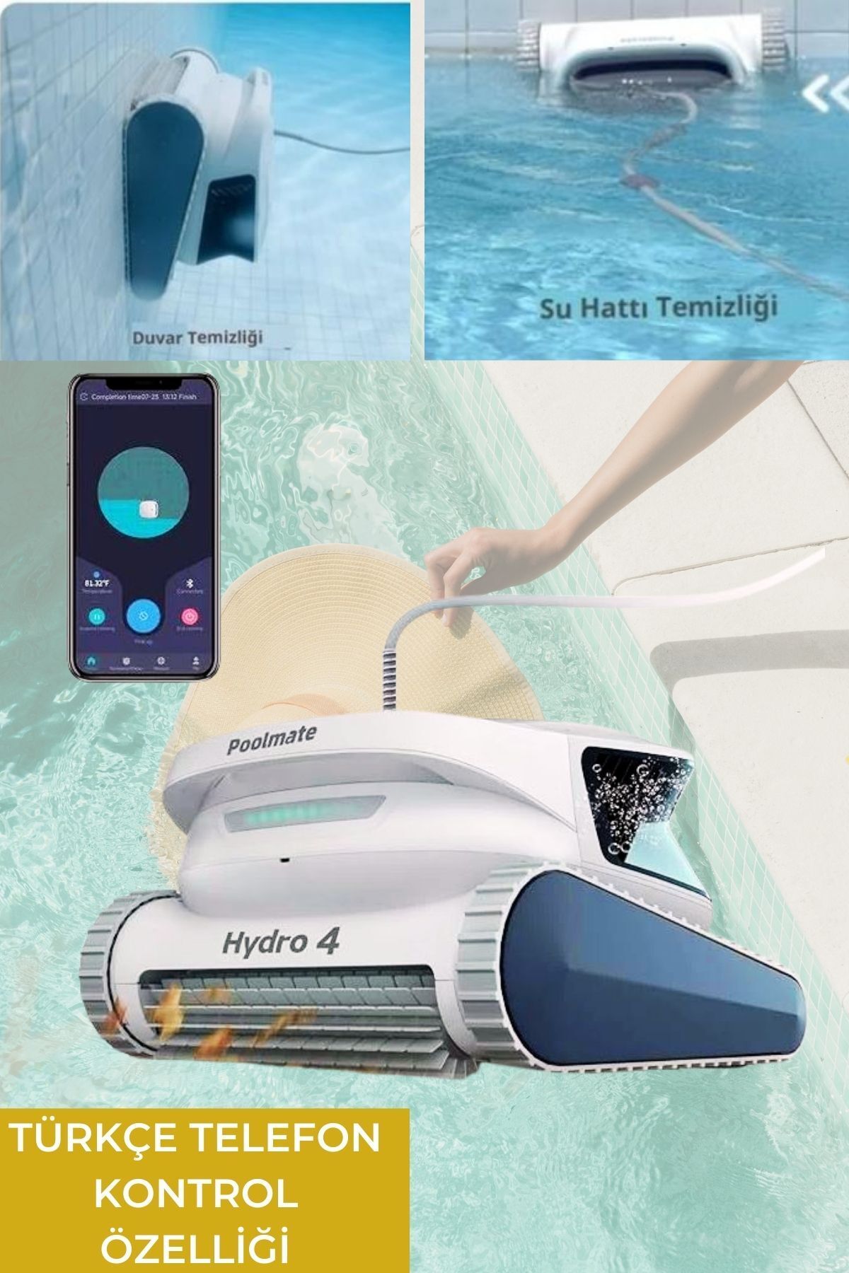 e-PoolMate Hydro4 Havuz Robotu (Türkçe Telefon Uygulama arayüzü)