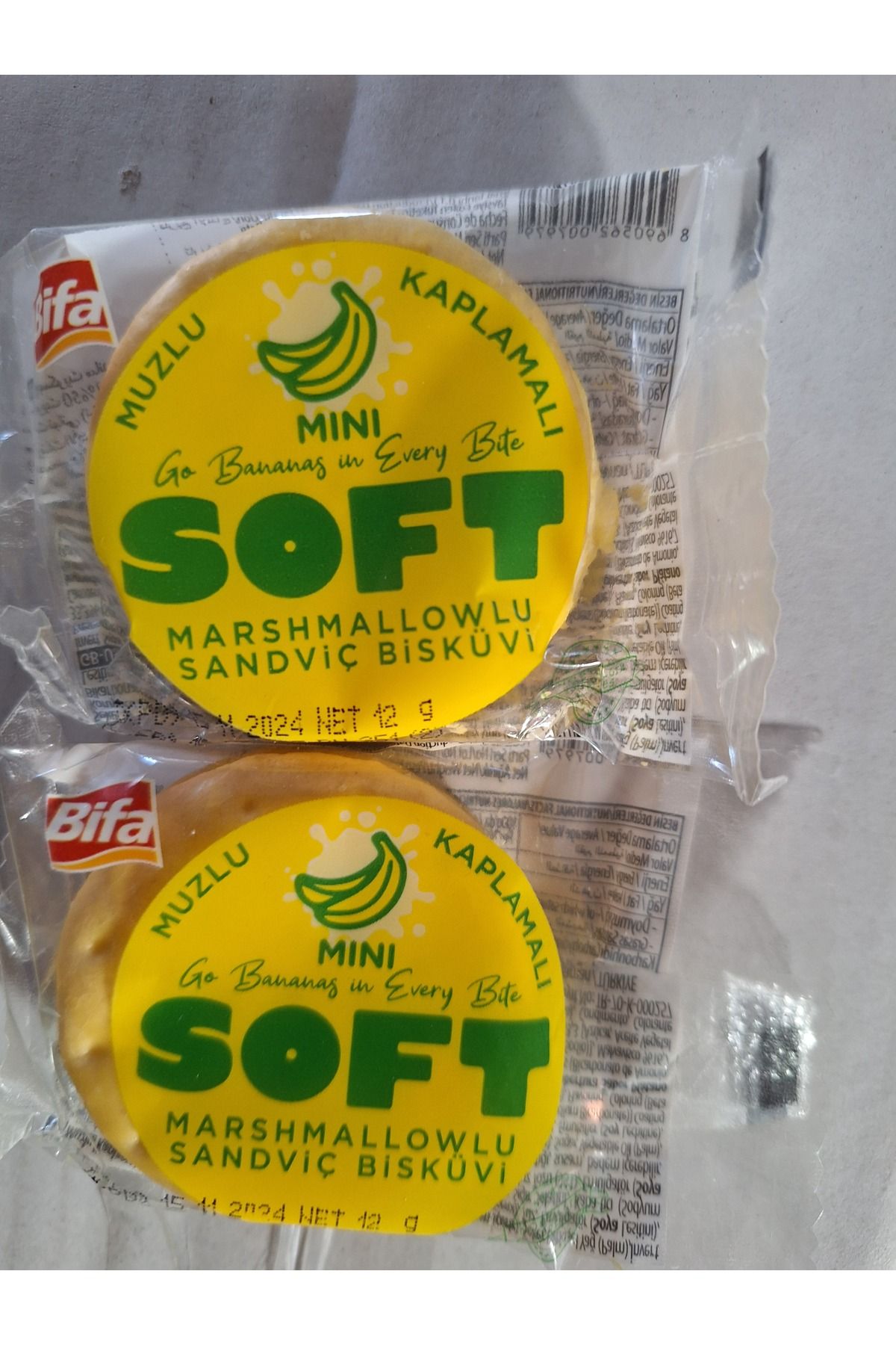 SOFT MINI MUZLU KAPLAMALI MARSHMALLOWLU SANDİVİÇ BİSKUVİ 40 ADET