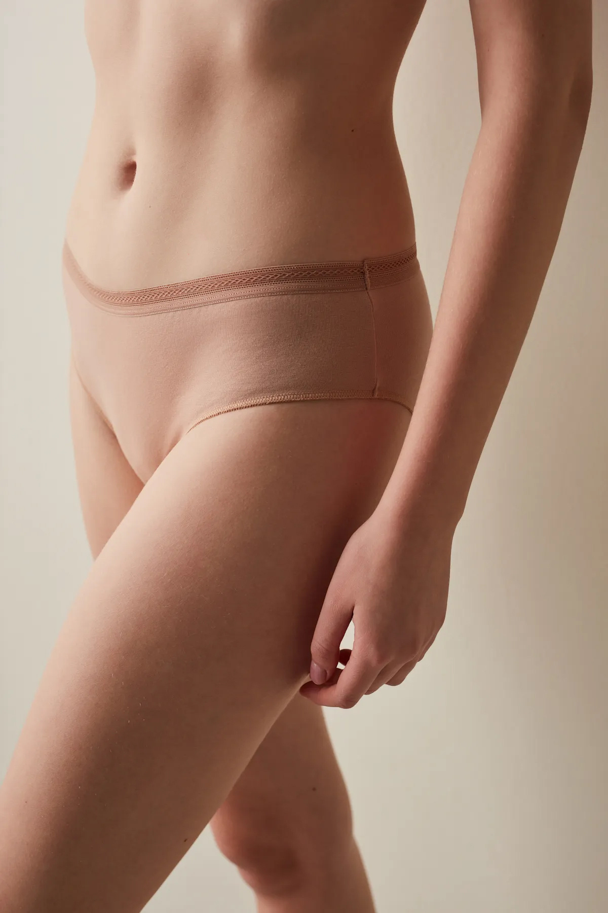 Humaone-Pachet de 5 chiloți bikini de culoare pastel - talie cu dantelă, trandafir praf-maro-pudră-antracit-albastru 2