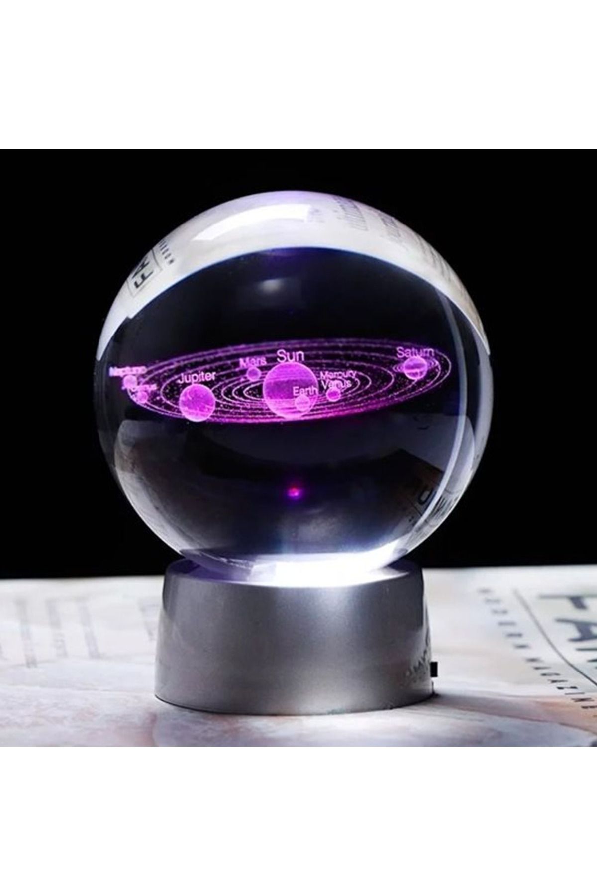dreamingo GEZEGENLER Plastik altlıklı Işıklı Cam Küre 6cm