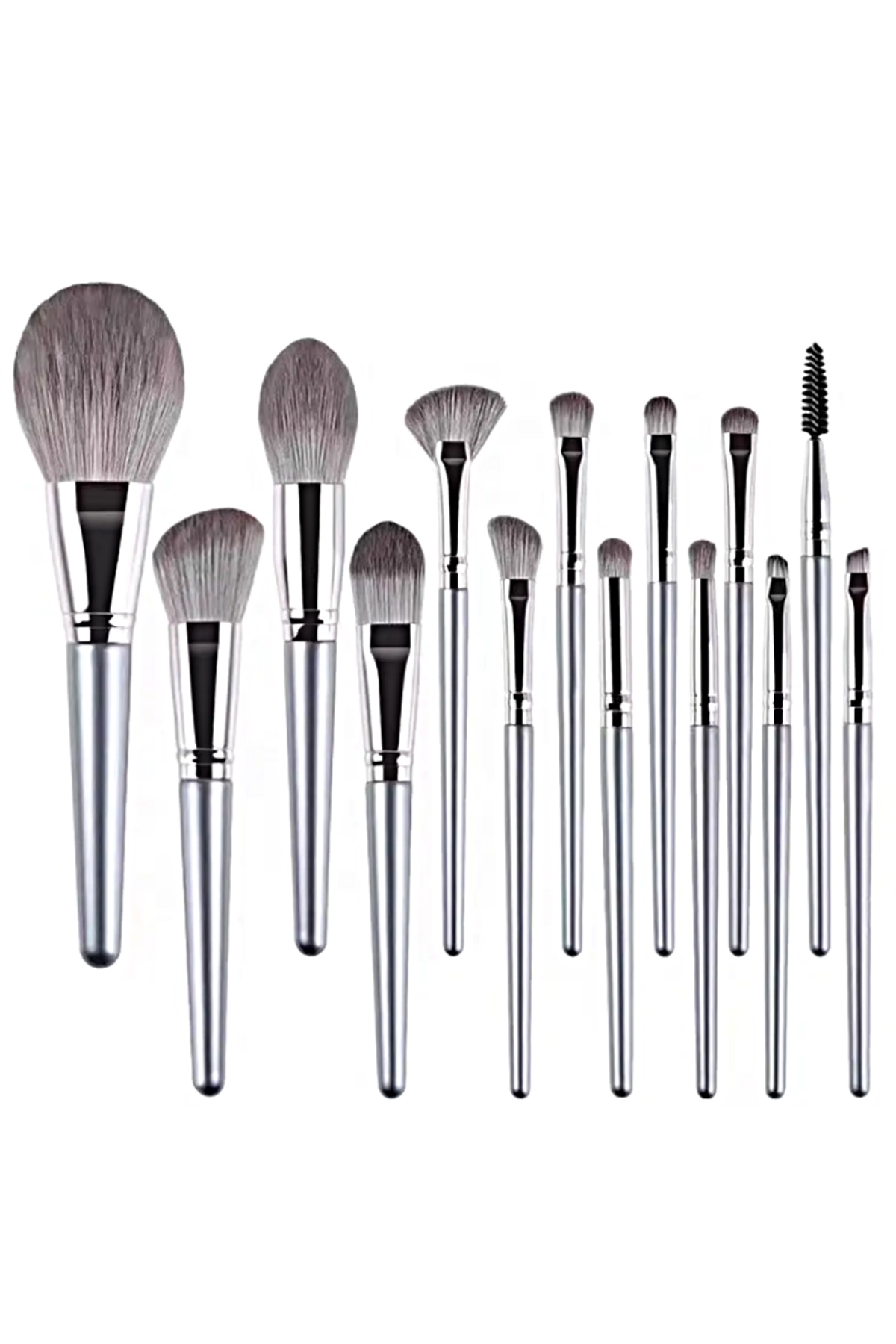 Beauty Limited Edition Pro Özel Süet Çantalı 14'lü Makyaj Fırçası Seti ( Gri ) Seyahat Makyaj Seti — c014b _EY_ çantalı fırça set gri — تصویر 6 از 7