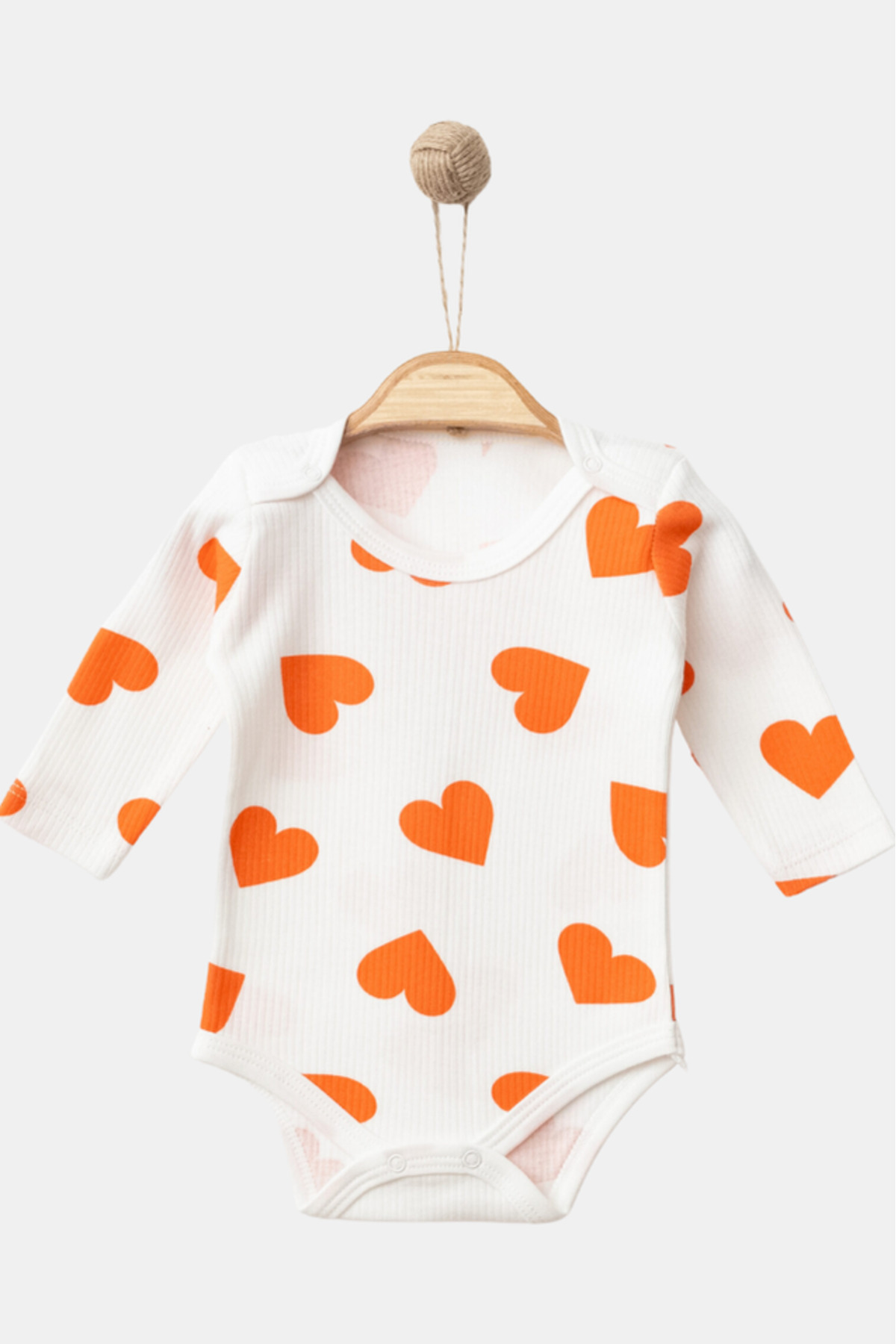 Bamoola %100 Pamuk Renkli Kalp Desen 3'lü Atlet Body Zıbın - Uzun Kol - Çıtçıtlı (KIRMIZI - PEMBE - TURUNCU) fotoğrafı 3 (önizleme)