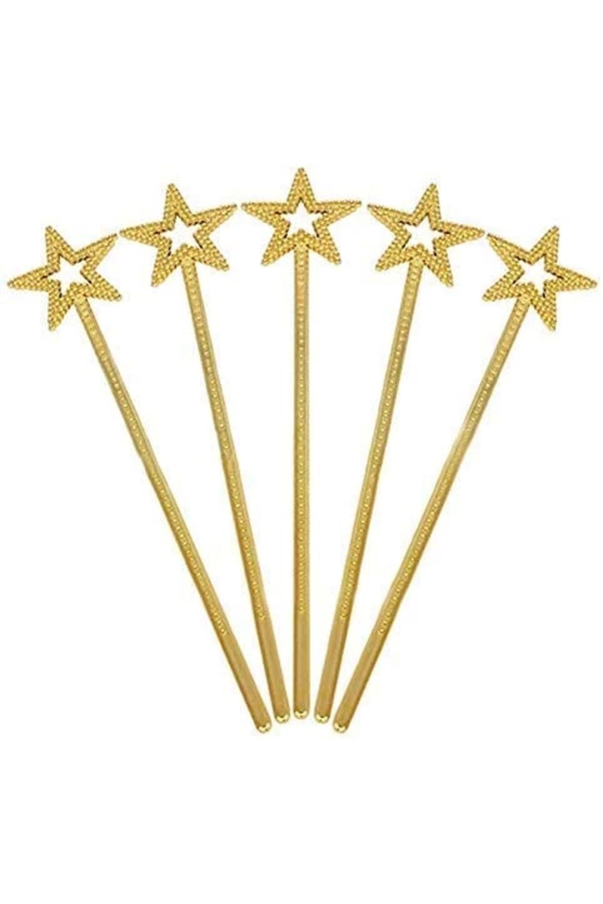Easy Tedarik Altın Renk Yıldız Peri Asası Peri Değneği 34 Cm 1 Adet