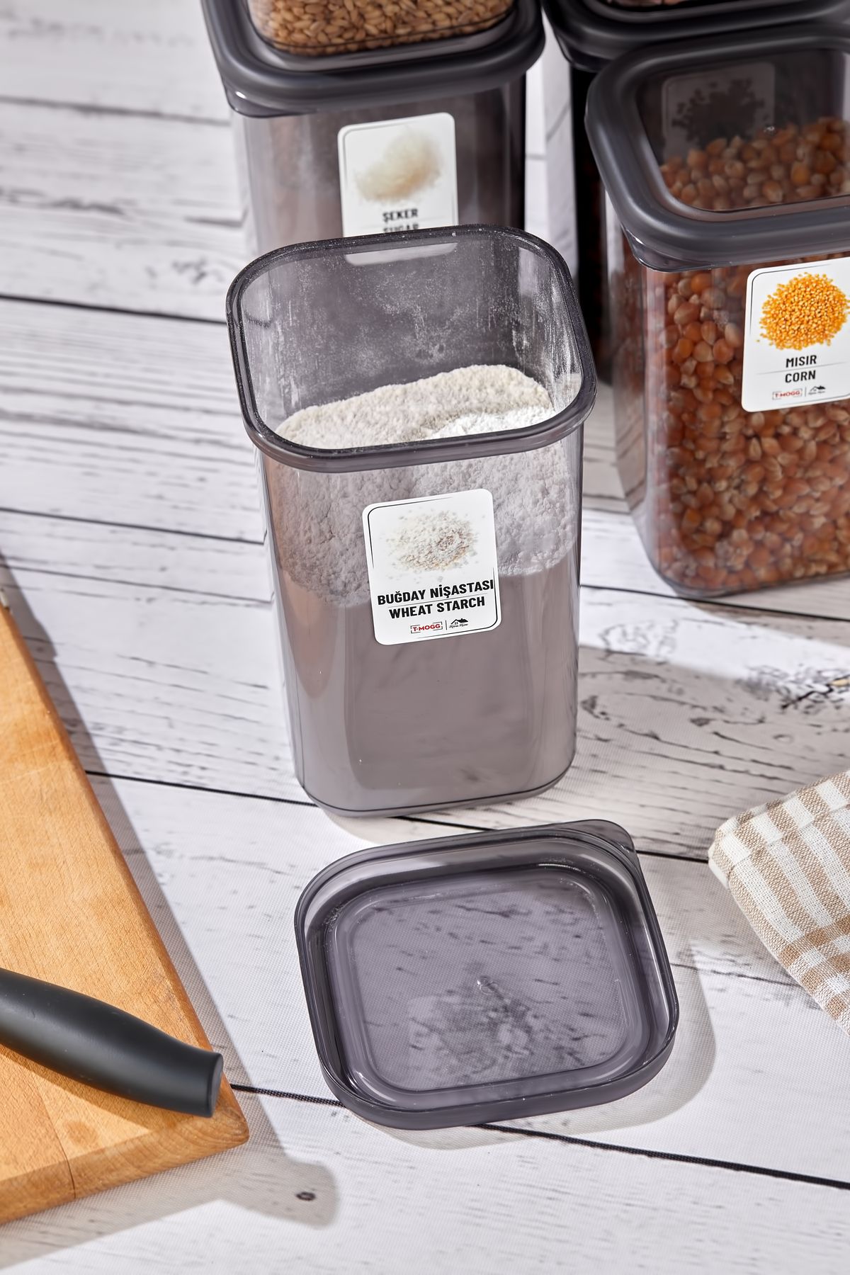 Home-Lia 92 Pieces Square Food and Pulses Storage Container Seasoning Set 12X300Ml 10X(350Ml500Ml1100Ml)4X1700Ml 7