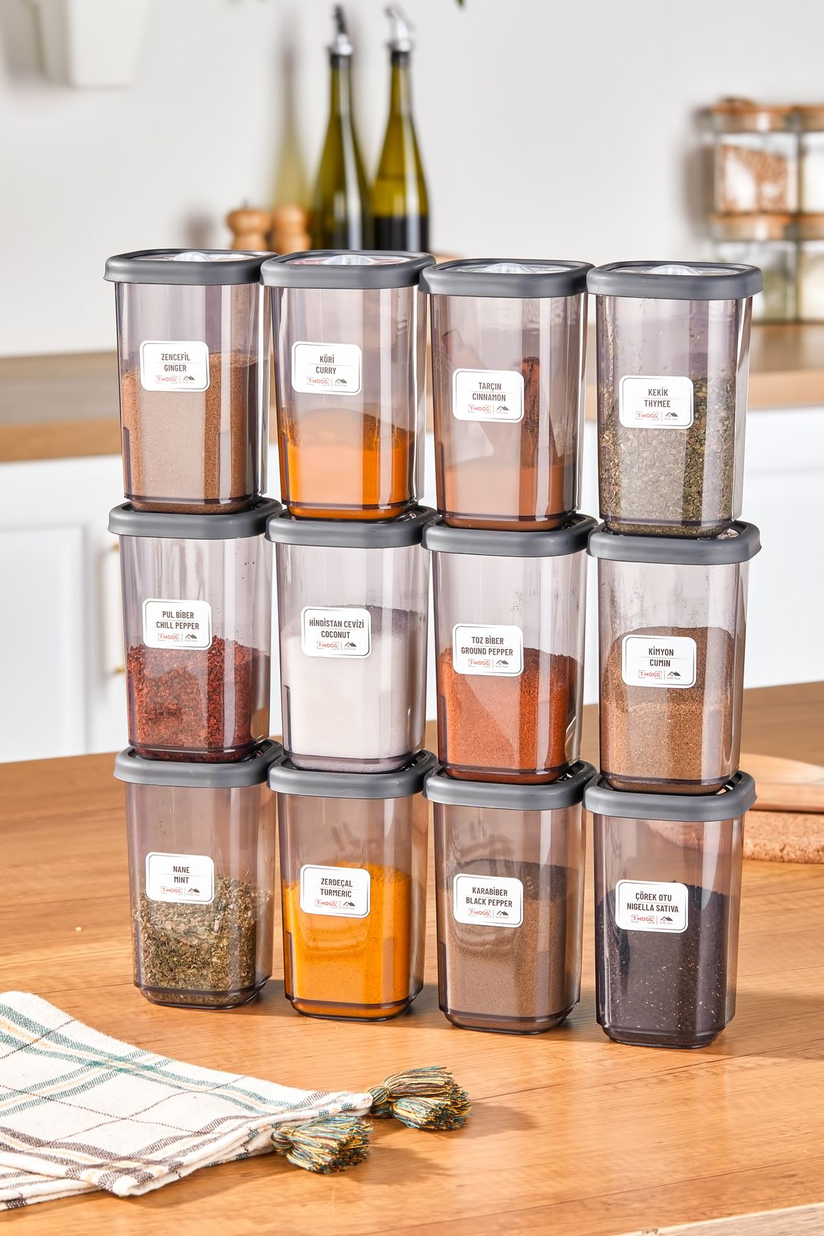 Home-Lia 92 Pieces Square Food and Pulses Storage Container Seasoning Set 12X300Ml 10X(350Ml500Ml1100Ml)4X1700Ml 6