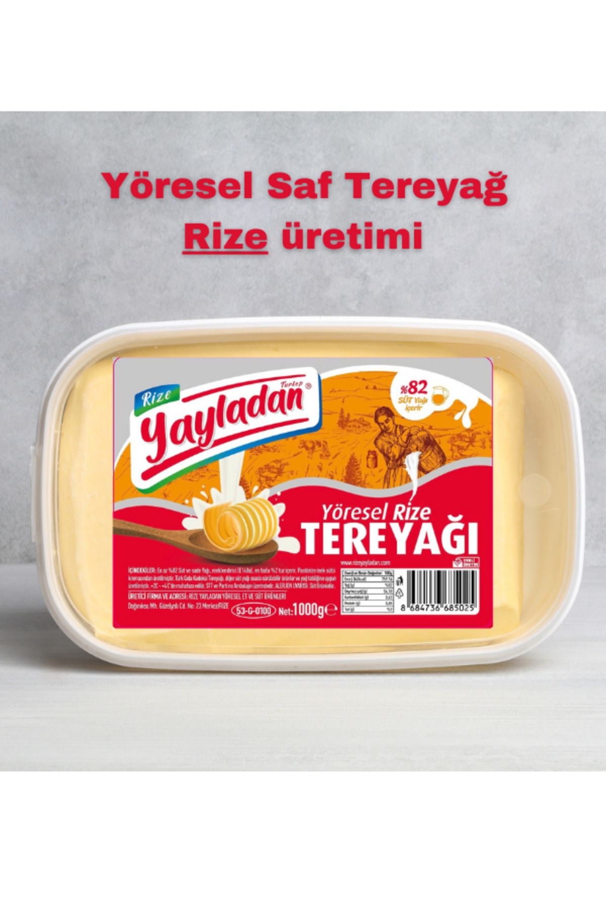 RİZEYAYLADAN Rize Yayladan Saf Tereyağ 1 Kg Kutu