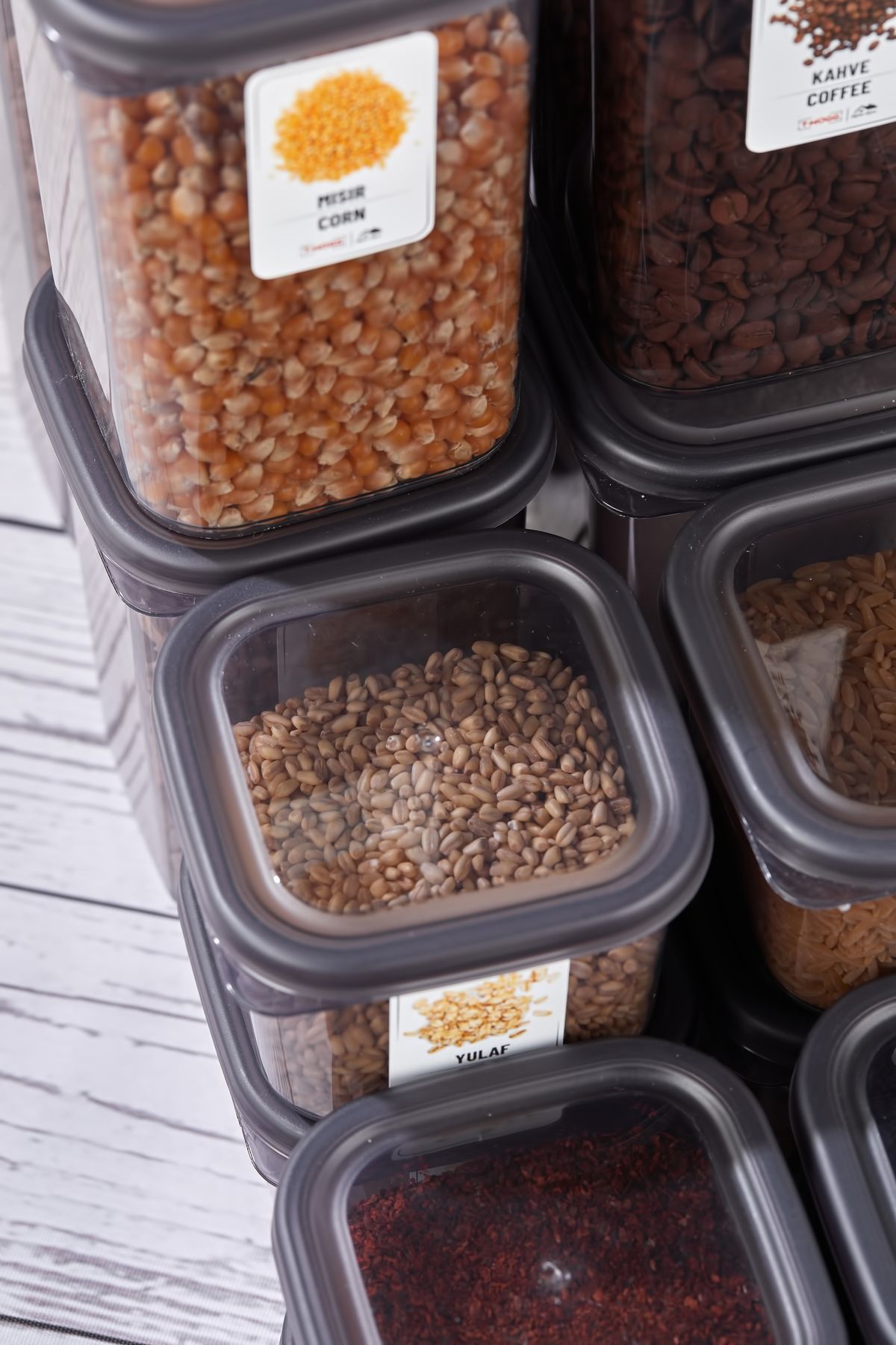 Home-Lia 92 Pieces Square Food and Pulses Storage Container Seasoning Set 12X300Ml 10X(350Ml500Ml1100Ml)4X1700Ml 3