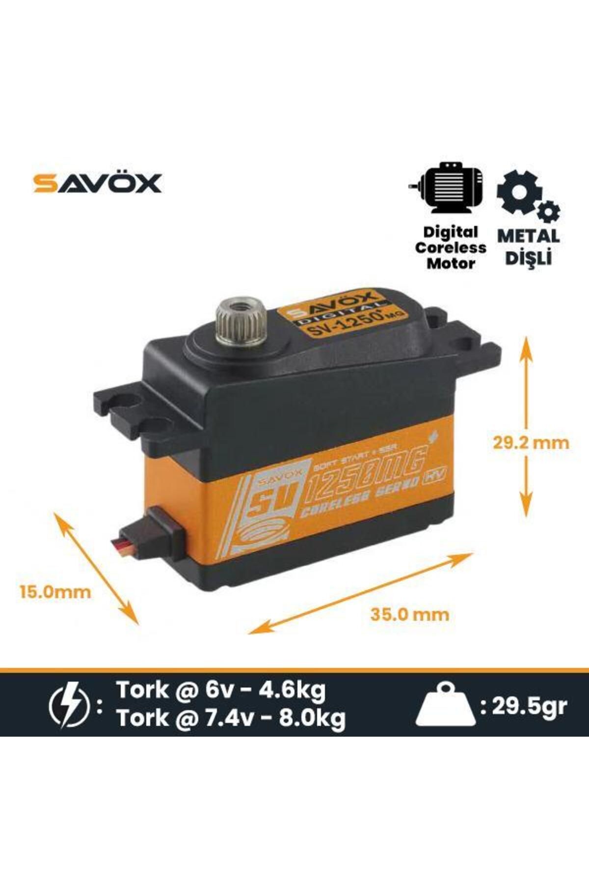 Savöx Savox SV1250MGP Digital Servo Coreless Motor High Voltage Metal Dişli