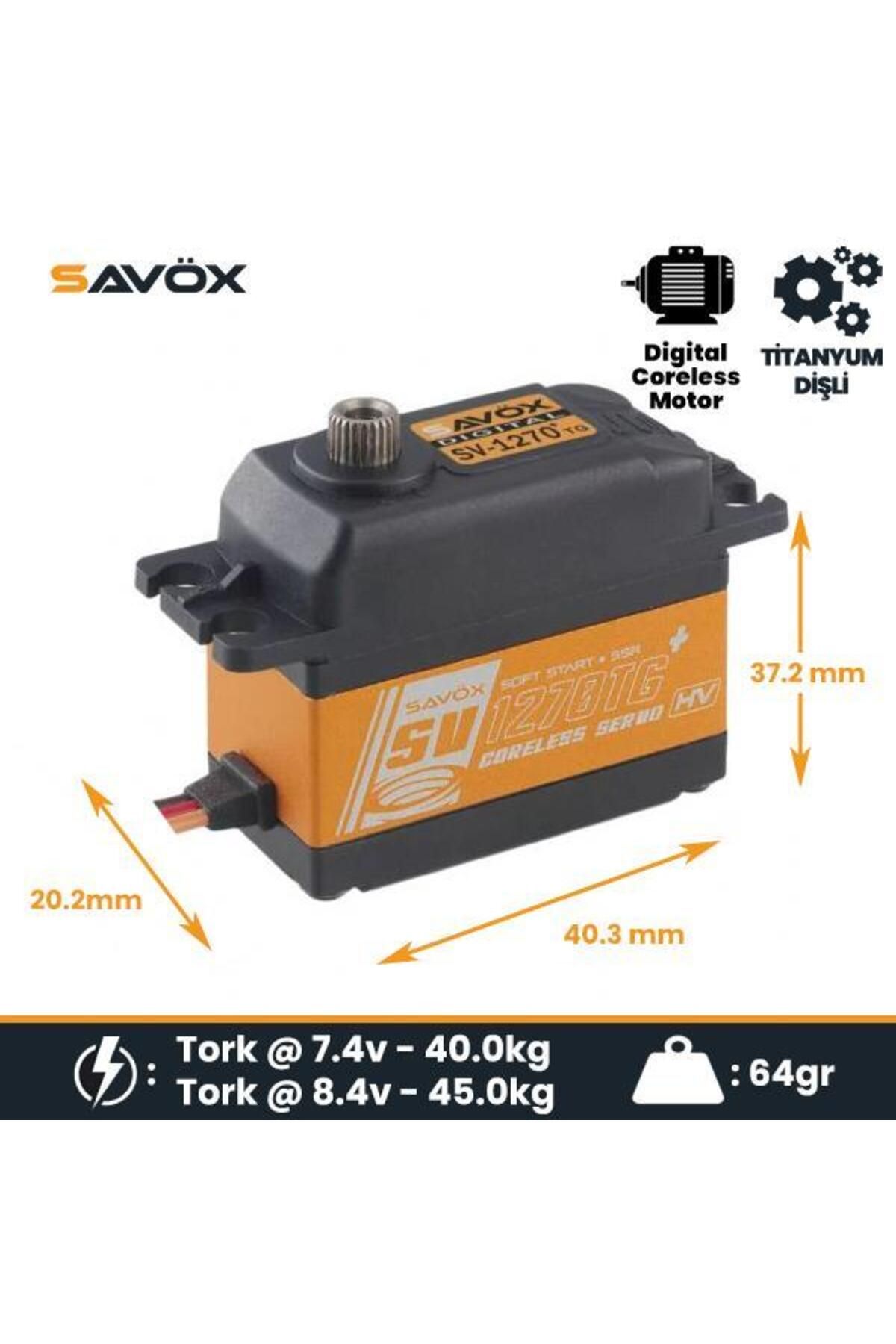 Savöx Savox SV1270TGP Digital Servo Coreless Motor with Soft Start High Voltage Titanium Dişli