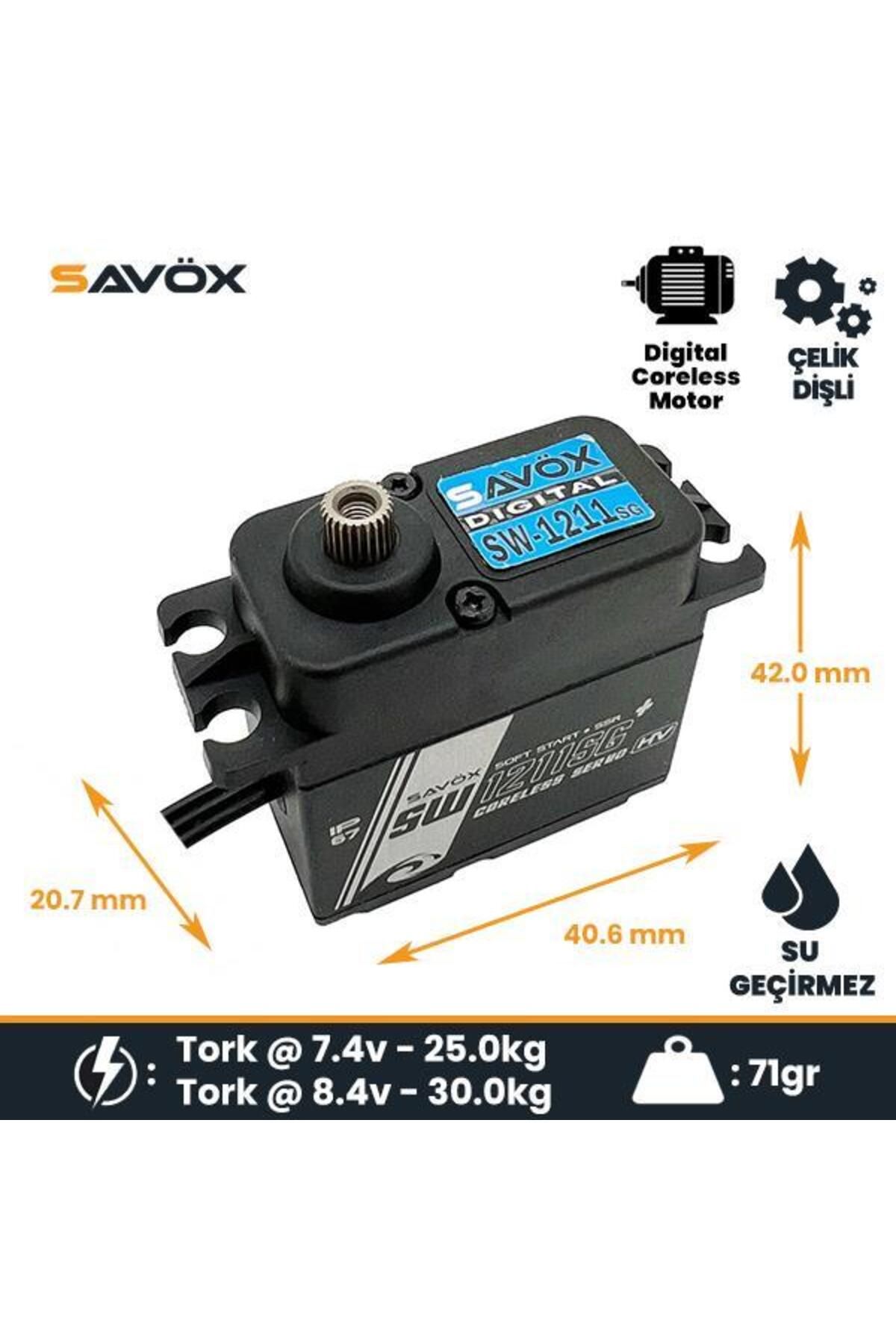 Savöx Savox SW-1211SG-BE Black Edition With Soft Start Digital Servo Coreless Motor High Voltage Su Geçirm