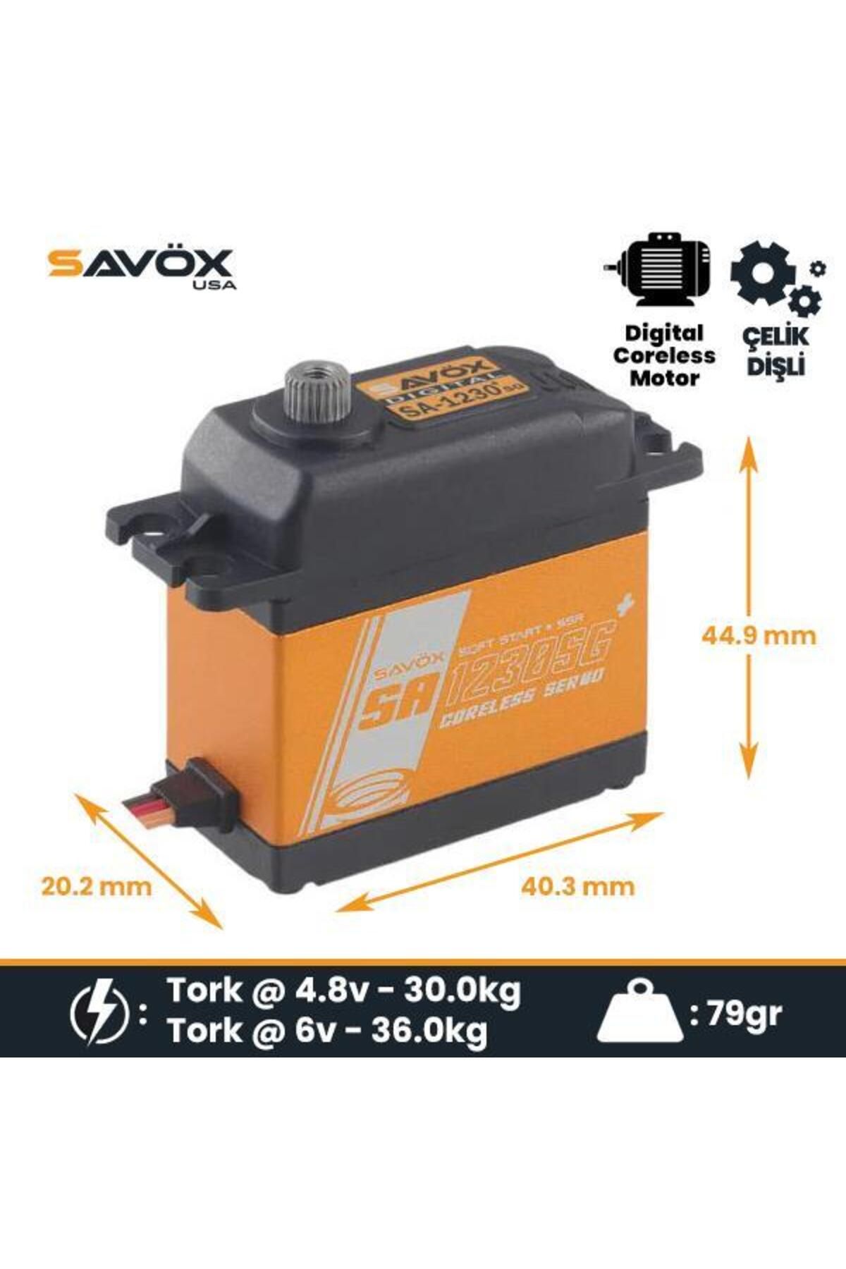 Savöx Savox SA1230SGP Digital Servo Coreless Motor With Soft Start High Voltage Çelik Dişli