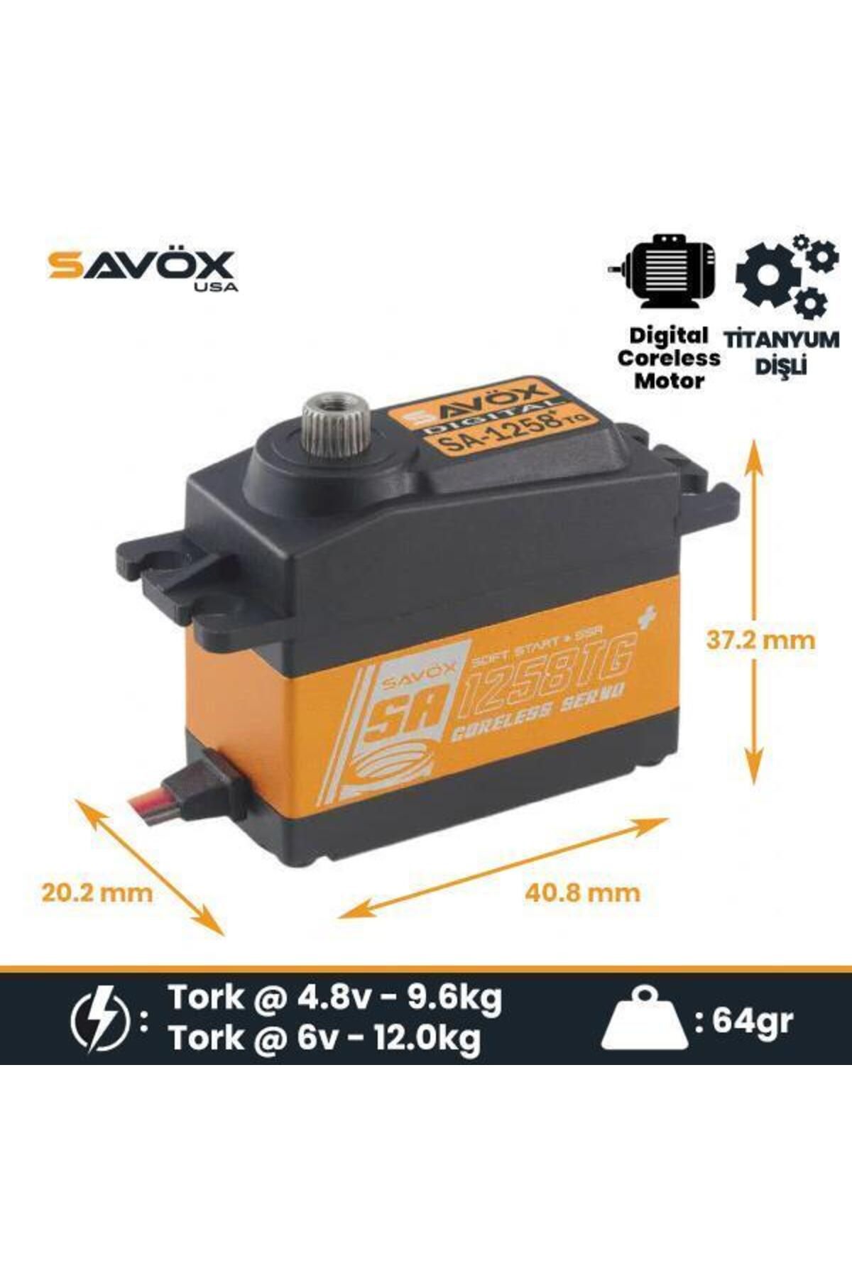 Savöx Savox SA1258TGP Digital Servo Coreless Motor With Soft Start High Voltage Titanium Dişli