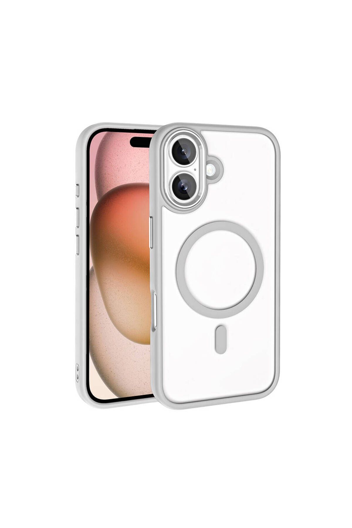 TECNOTREND Apple iPhone 16 Plus Kılıf Wireless Şarj Özellikli Krom Magsafe Silikon Kapak