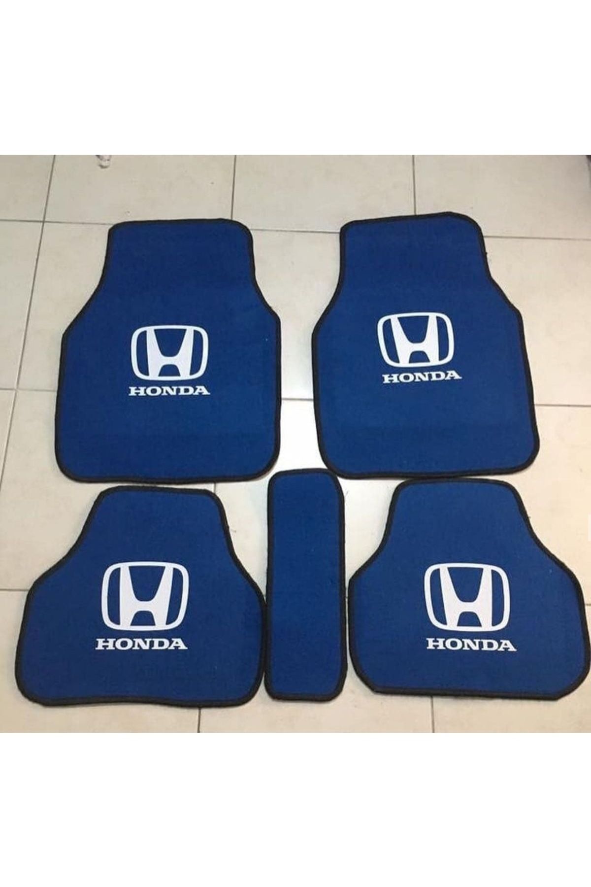 KARA AUTO Honda Civic Oto Mavi Halı Oto Paspas Seti kalın yıkanabilir Mavi Kenar Dikişli - 5 Parça