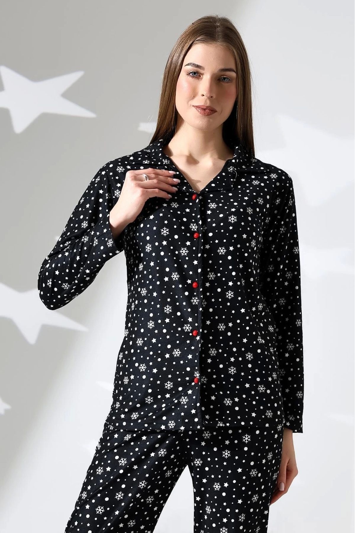 LadyMina Pijama-Christmas Gift Snowflake Pajama Set 1