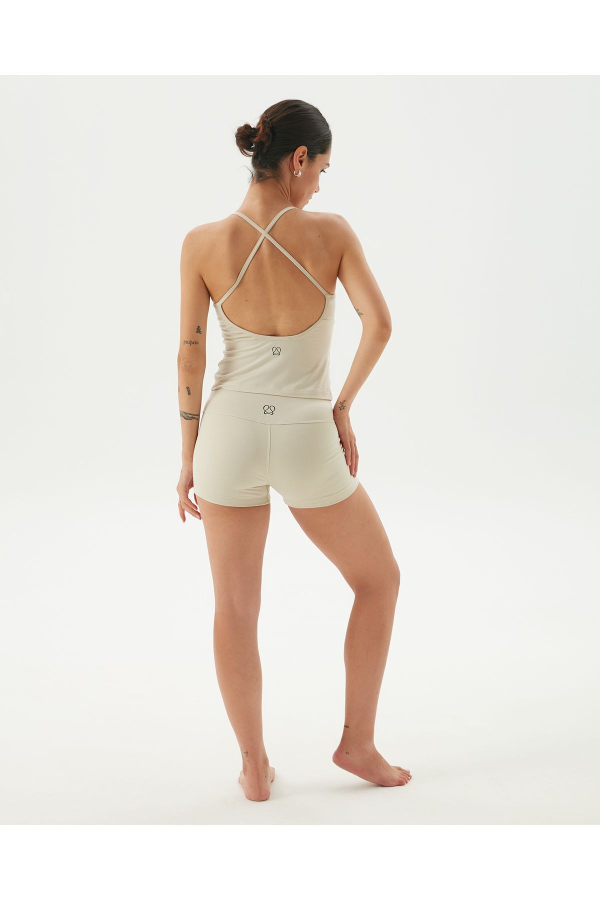 Ayma Active-Cream Women's Cross Back Strap Tank Top with Chest Cup 6