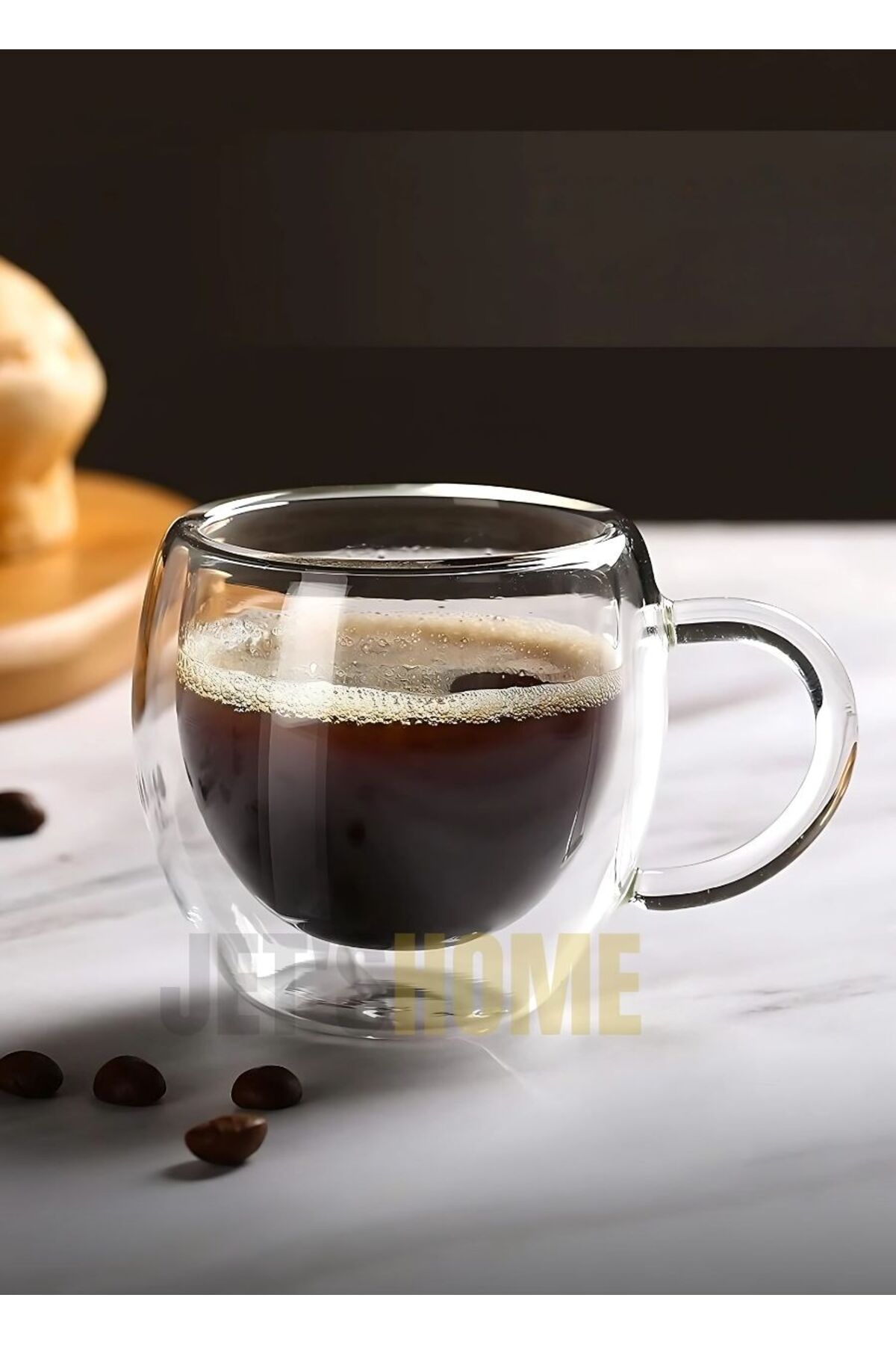 Jet's Home-Set of 6 Espresso Glasses with Handle - Doppio Ristretto and Turkish Coffee Glasses with Double Walls 80 ml 2