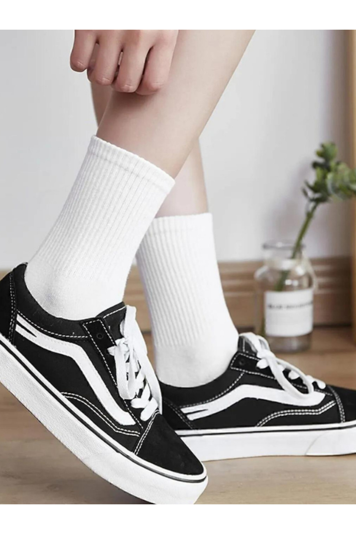 myprem socks 6 Çiftnisex Düz Tenis Çorap 6'lı Extra Rahat görsel 3