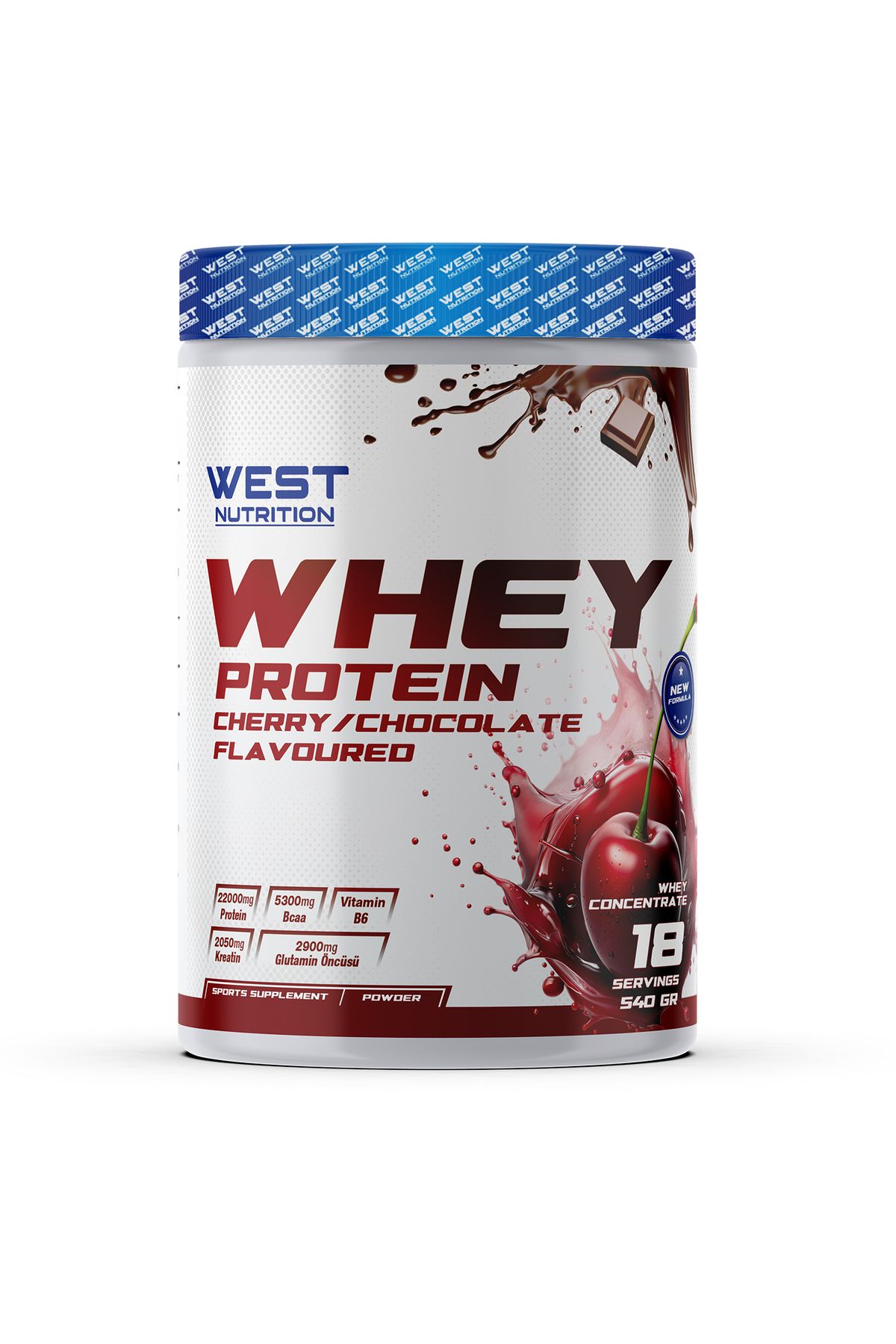 West Nutrition Whey Protein Tozu 540 gr 18 Servis Vişne & Çikolata Aromalı