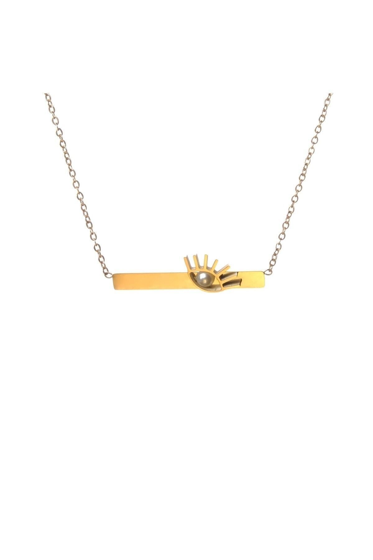 Lekka Design-Women's Pearl Anti-Tarnish Steel Rose Eye Necklace 4