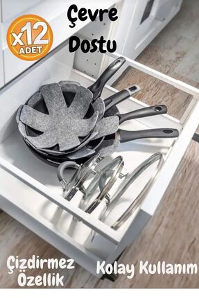 Special Action 12 Adet Tencere Tava Ve Borcam Koruyucu Çizdirmez Keçe Mutfakt...