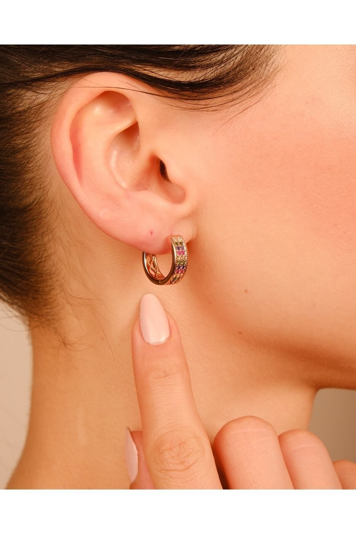 Lekka Design-Women's Non-Tarnish Steel Jewelry Luxury Colorful Zircon Stone Hoop Earrings 3