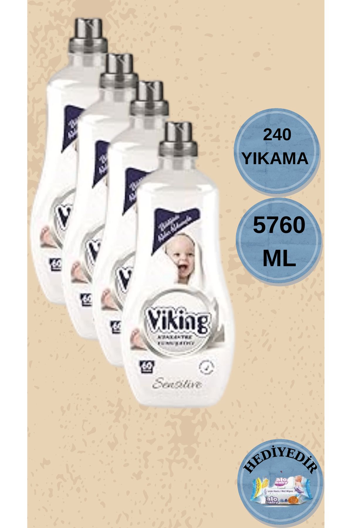 Viking Konsantre Çamaşır Yumuşatıcısı Sensitive 4 Adet (5760 Ml)