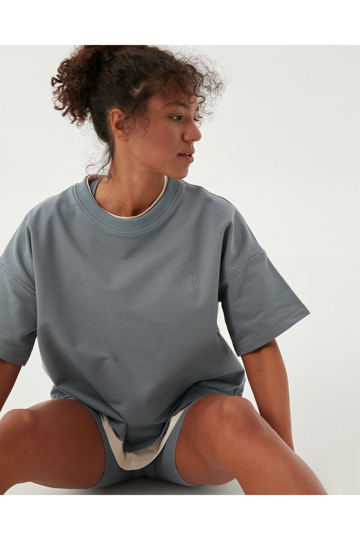 Ayma Active-Blue Short Sleeve Crew Neck Basic Thick Sweatshirt Tee 1