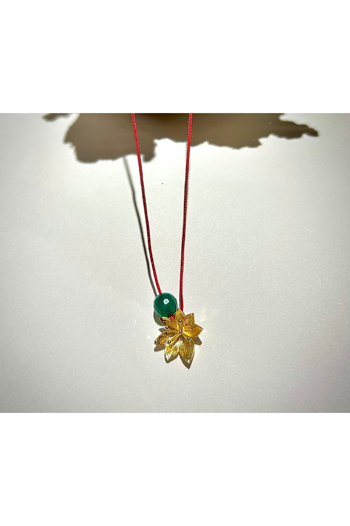 Luna-Red String Lotus Necklace with Agate Natural Stone 4