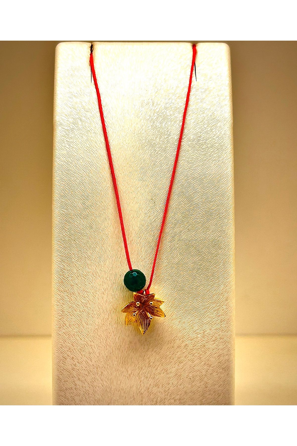 Luna-Red String Lotus Necklace with Agate Natural Stone 2