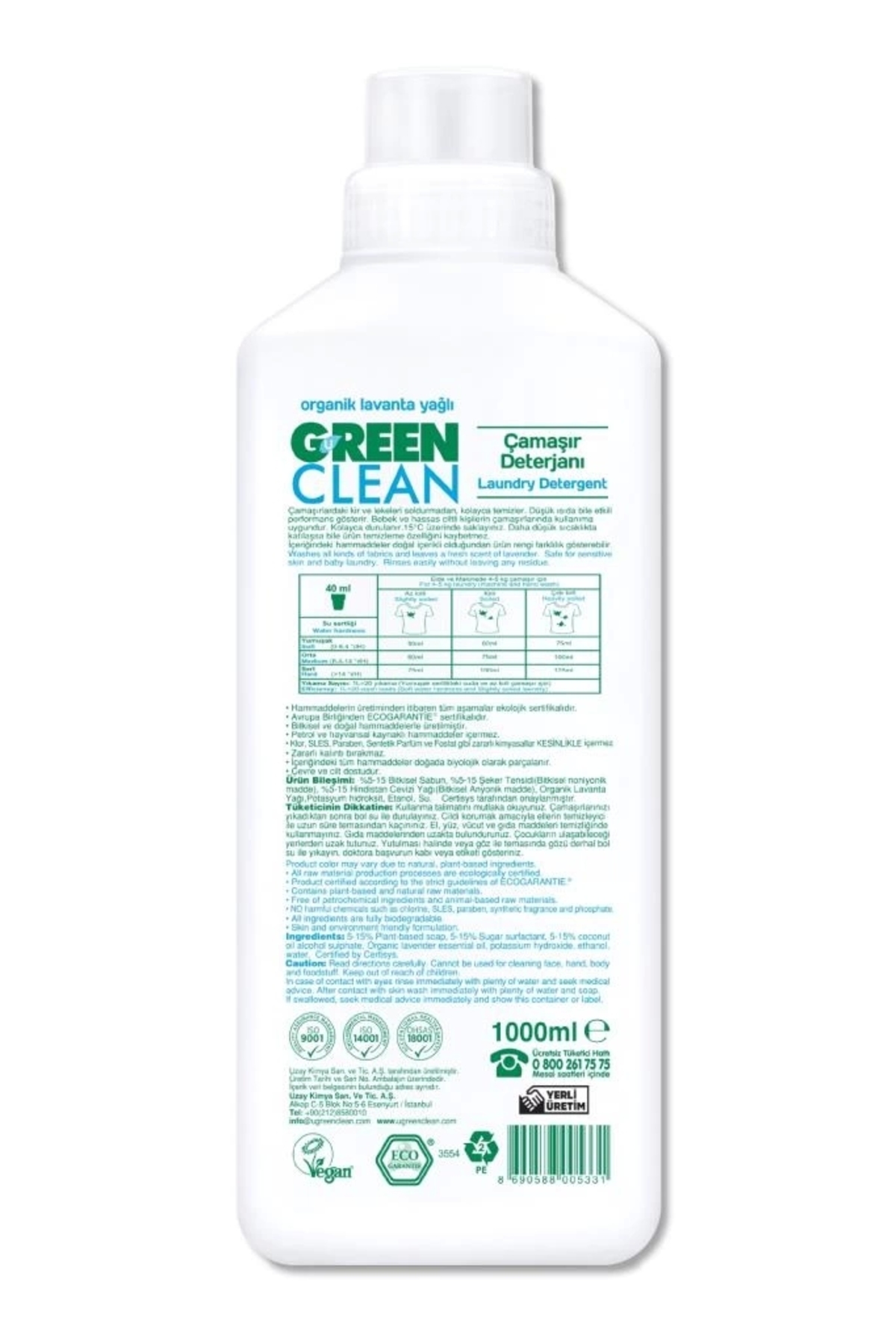 NW NessiWorld Nessiworld Green Clean Bitkisel Çamaşır Deterjanı 1000 ml (20 YIKAMA) fotoğrafı 2 (önizleme)